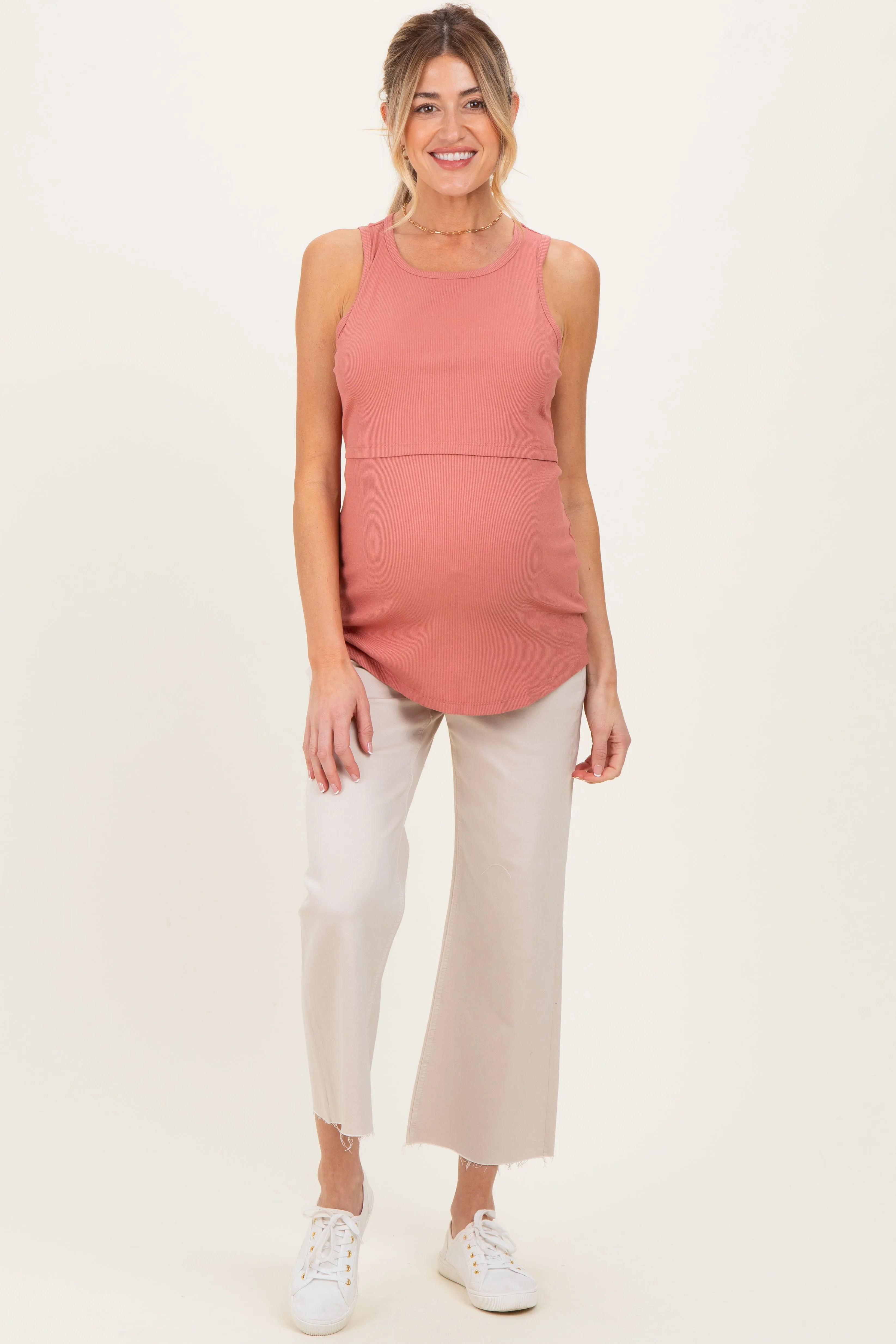 Coral Sleeveless Maternity Nursing Tank Top sold by Pinkblush product image thumbnail 2
