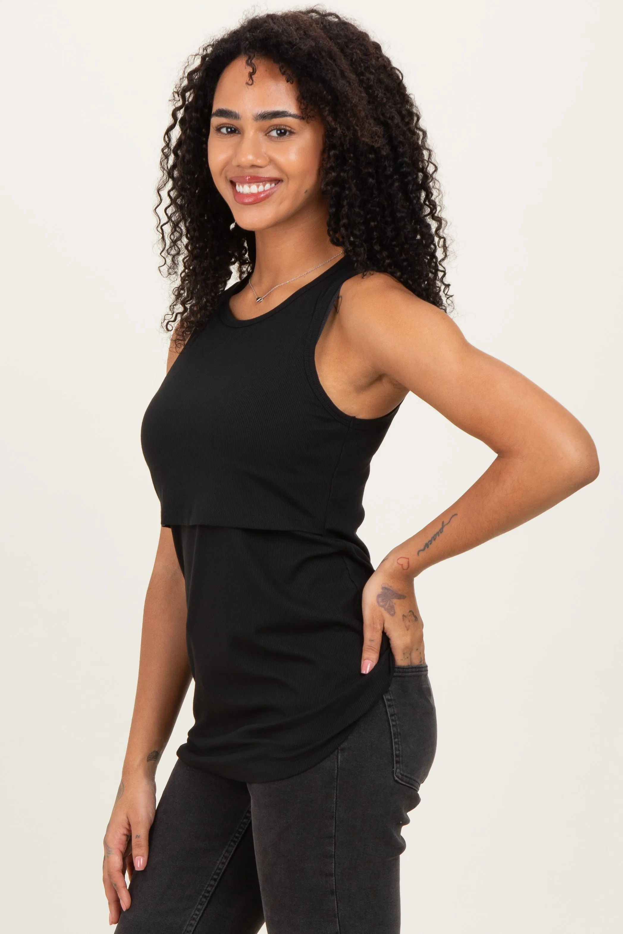 Black Sleeveless Nursing Tank Top sold by Pinkblush product image thumbnail 3