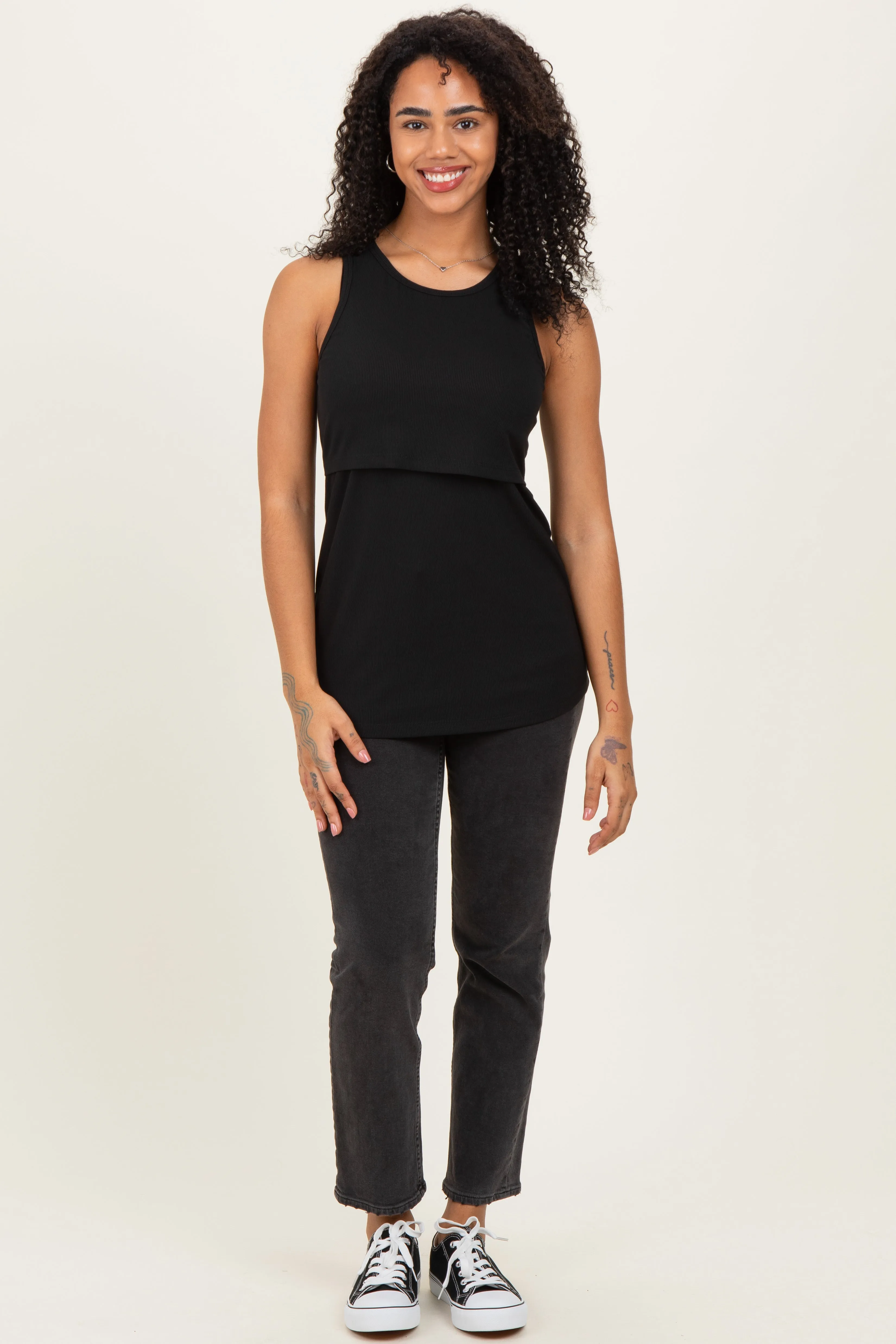 Black Sleeveless Nursing Tank Top sold by Pinkblush product image thumbnail 2