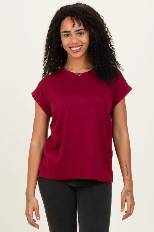 Cabernet Rolled Short Sleeve Tee sold by Pinkblush