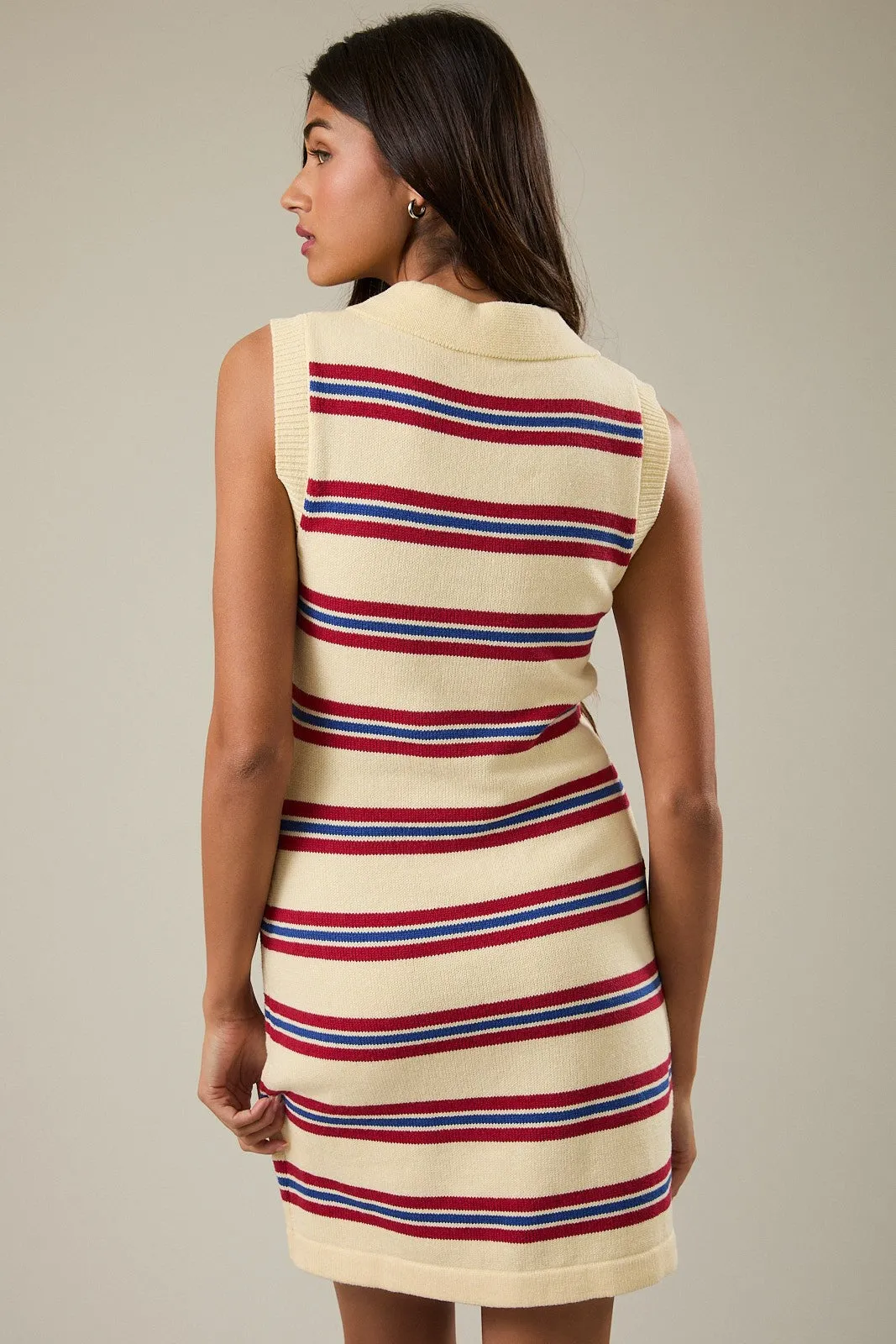 Butter Striped Knit Sleeveless Polo Dress sold by Pinkblush product image thumbnail 3
