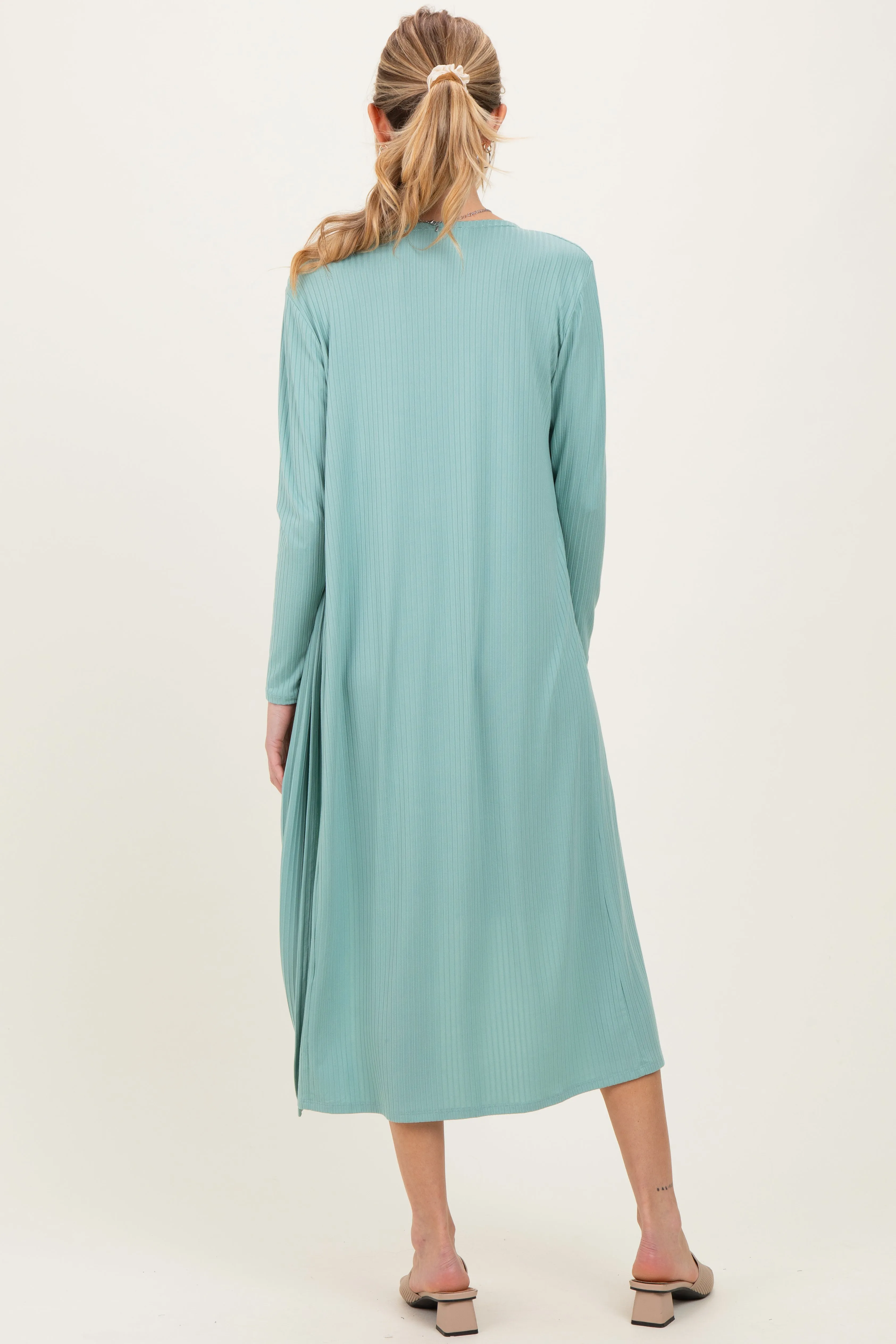 Sage Ribbed Cardigan 2 Piece Maternity Set sold by Pinkblush product image thumbnail 4