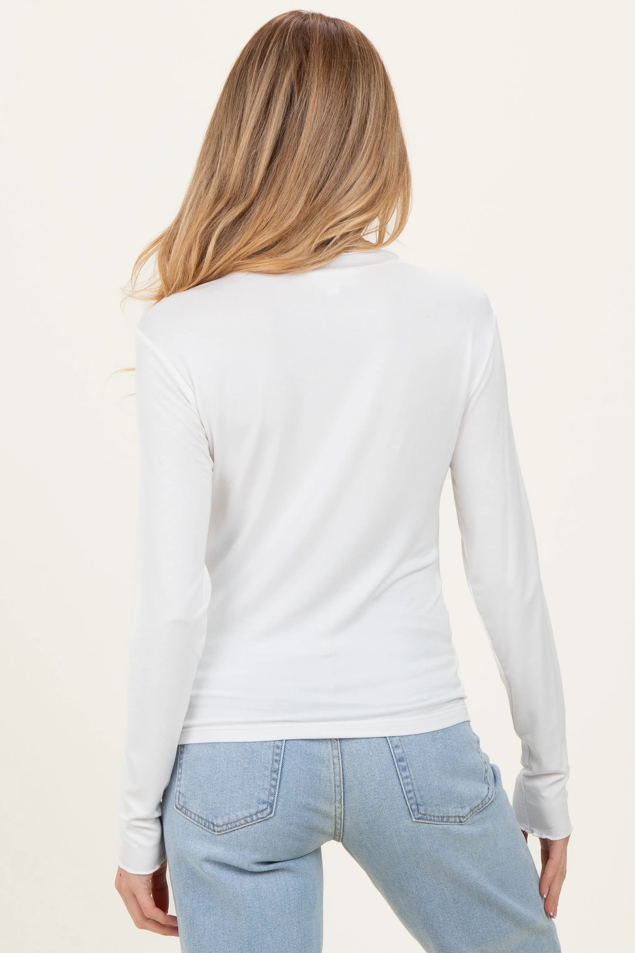 White Ruffle Detail Long Sleeve Maternity Top sold by Pinkblush product image thumbnail 4