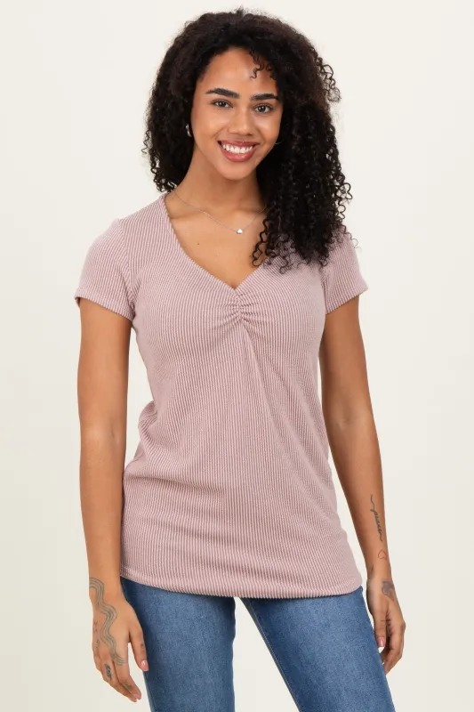 Taupe Ribbed Sweetheart-Neckline Top sold by Pinkblush