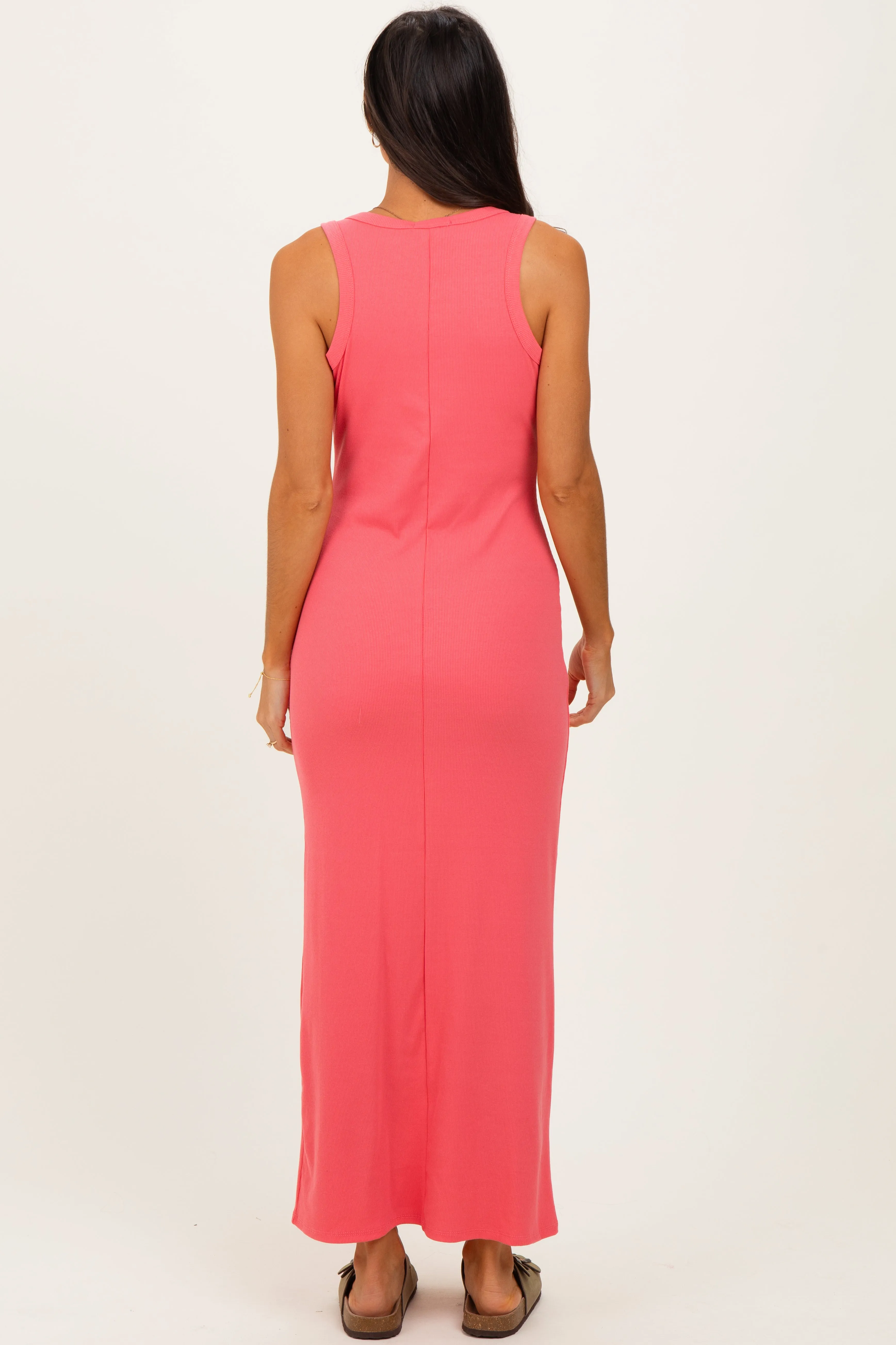 Pink Sleeveless Ribbed Maxi Dress sold by Pinkblush product image thumbnail 4
