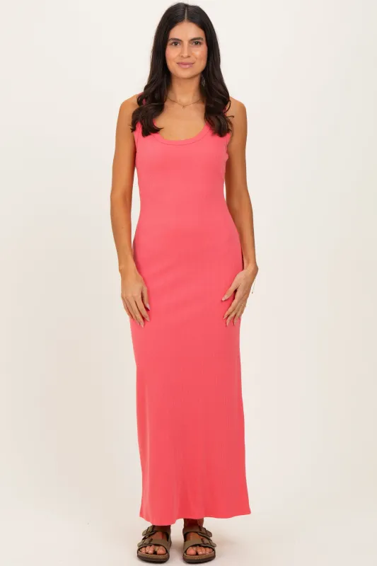 Pink Sleeveless Ribbed Maxi Dress made by Pinkblush