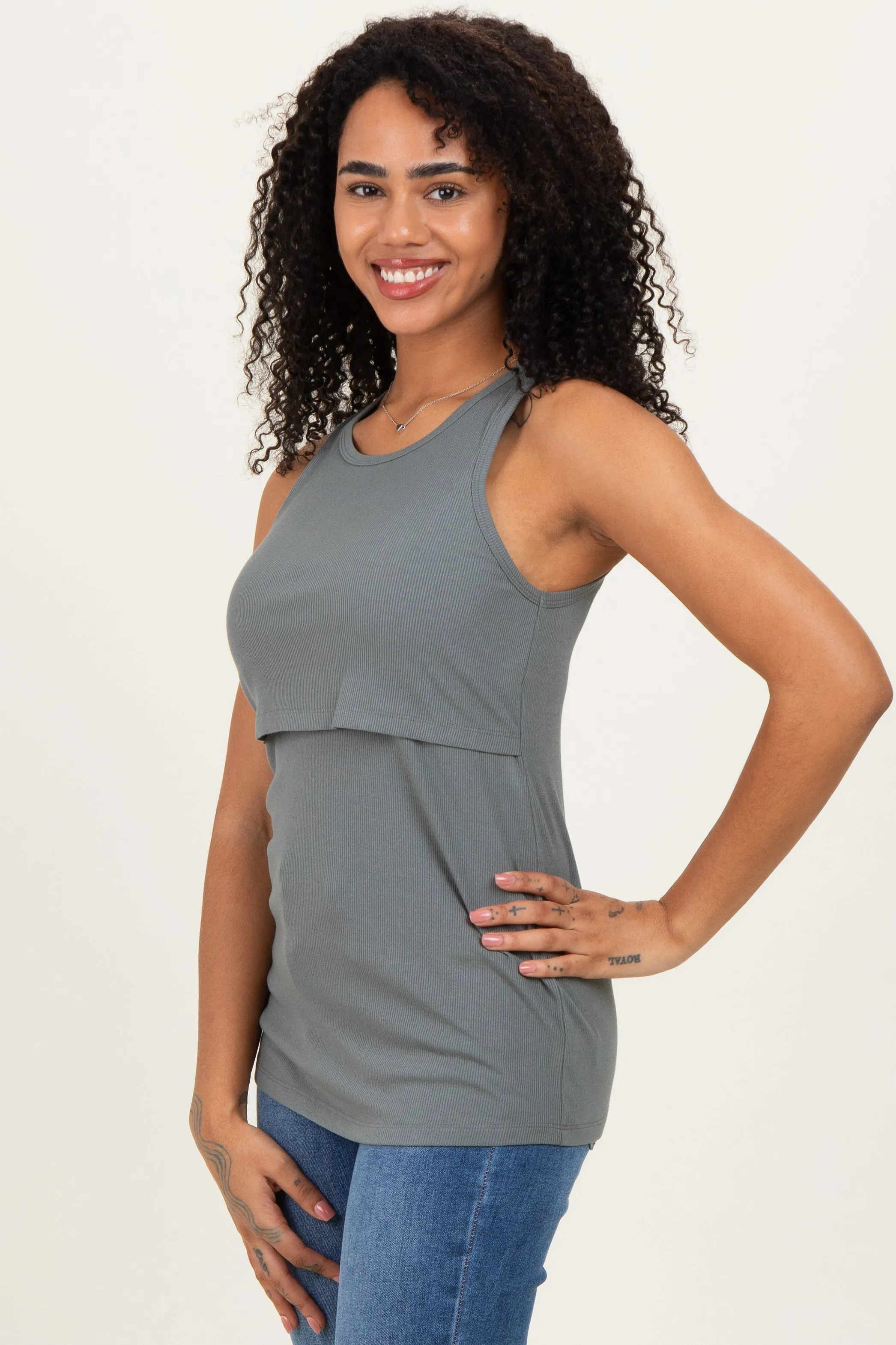 Charcoal Sleeveless Nursing Tank Top sold by Pinkblush product image thumbnail 2