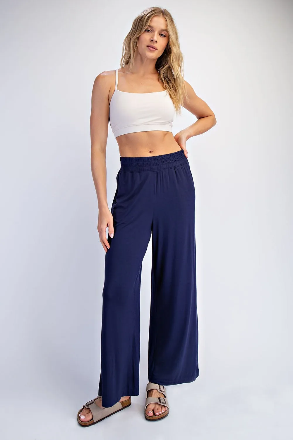 Navy Ankle Wide Leg Maternity Pants sold by Pinkblush product image thumbnail 5