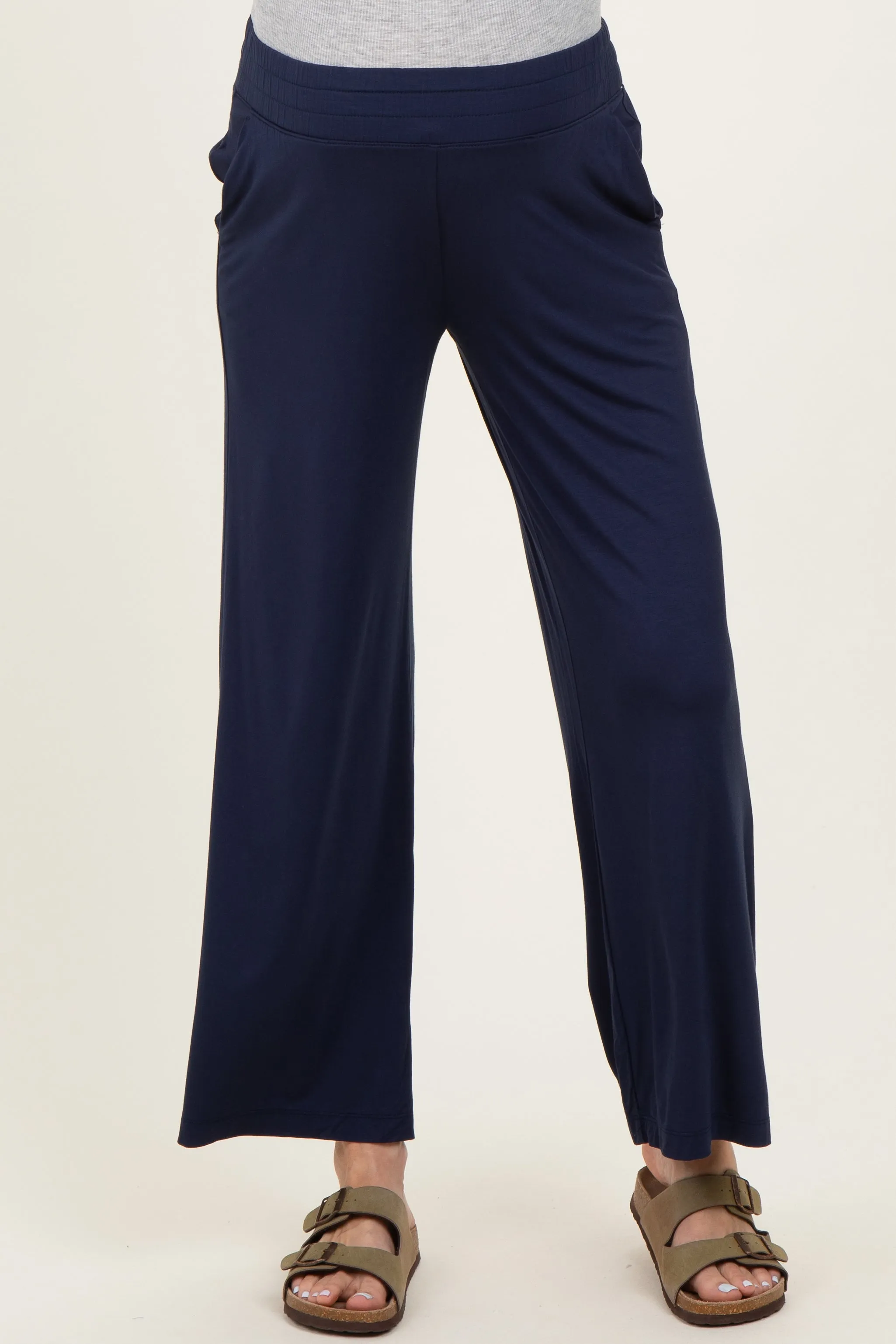 Navy Ankle Wide Leg Maternity Pants sold by Pinkblush product image thumbnail 2