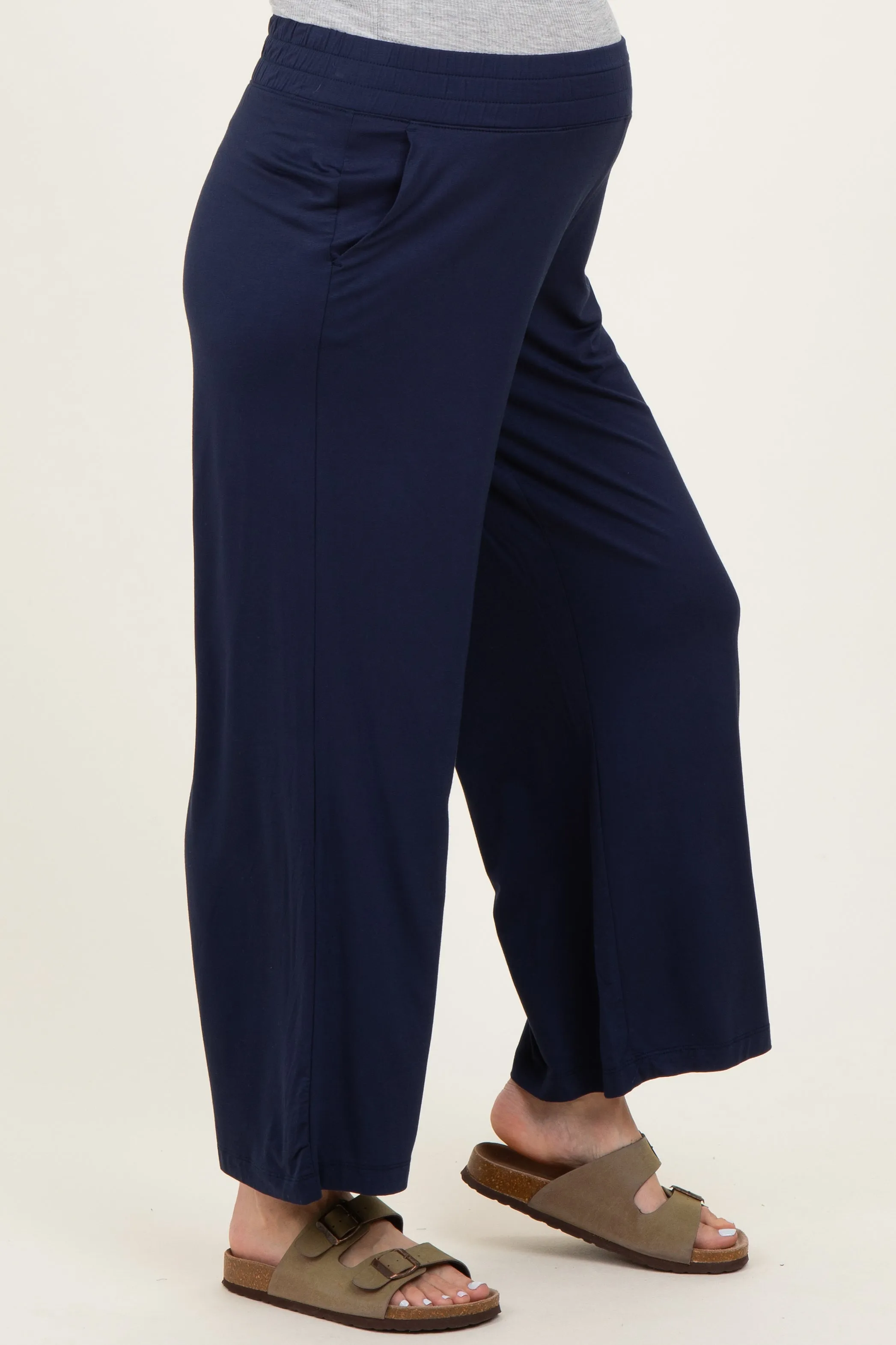 Navy Ankle Wide Leg Maternity Pants sold by Pinkblush product image thumbnail 3