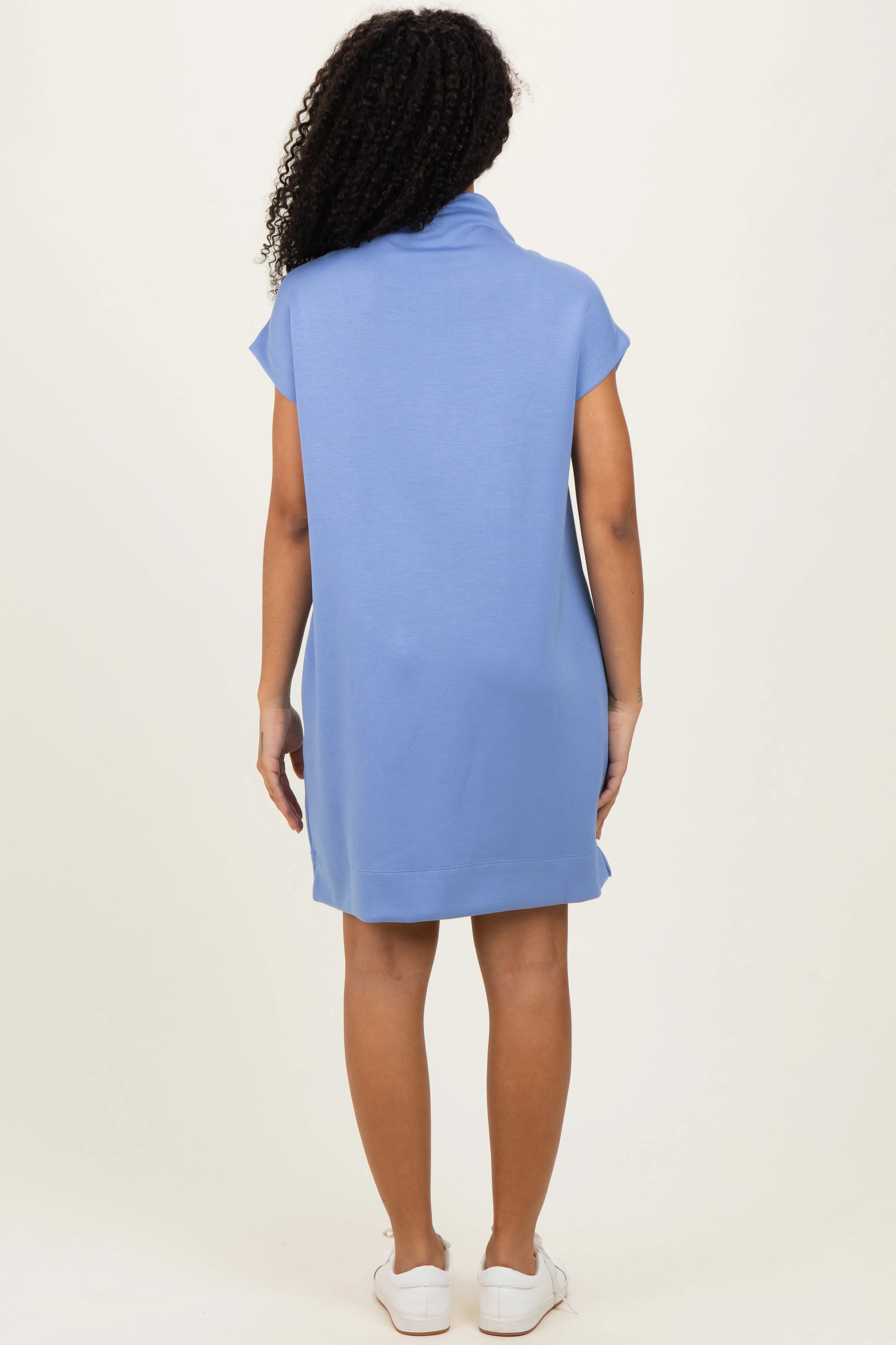 Light Blue Mock Neck Mini Dress sold by Pinkblush product image thumbnail 4