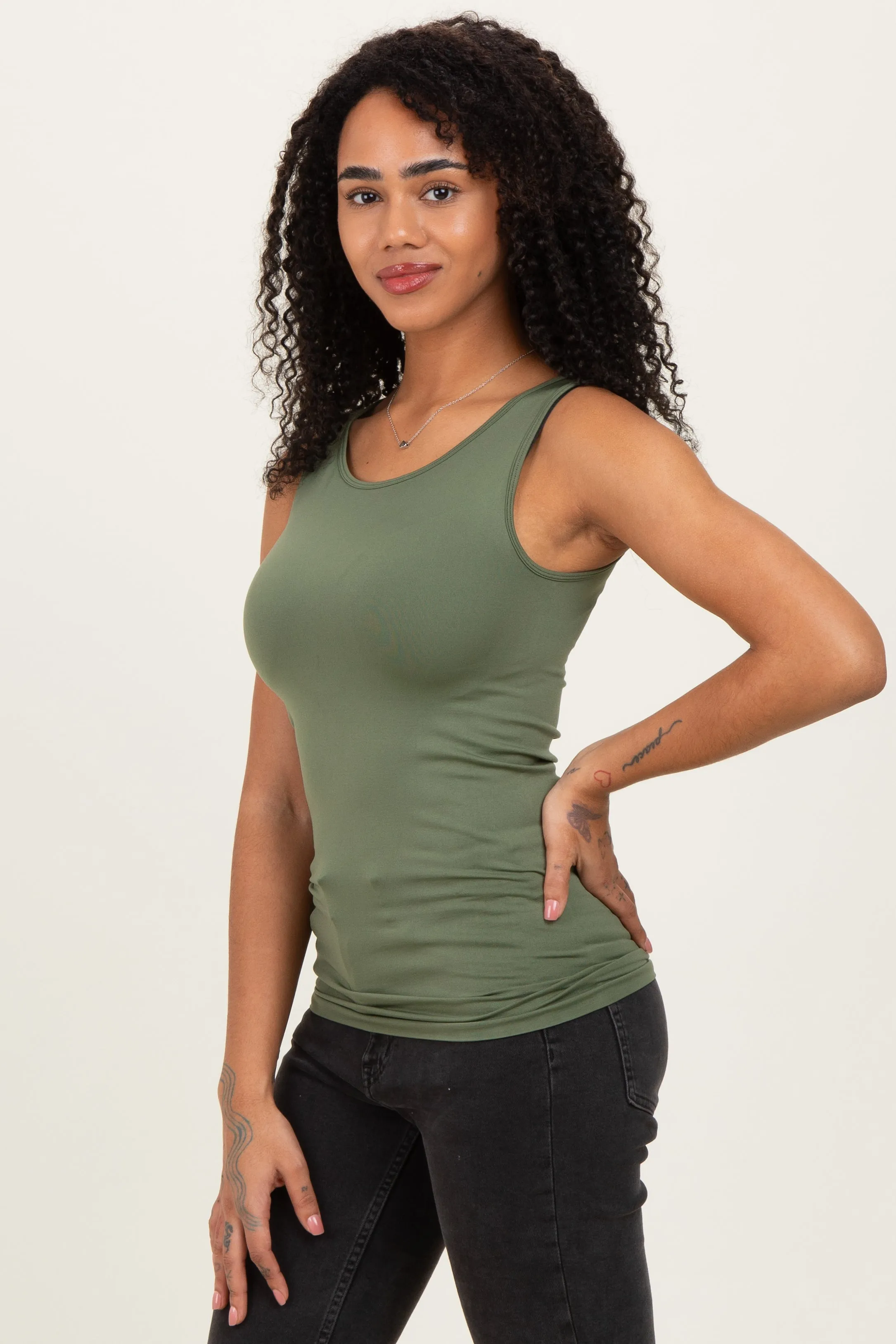 Olive Basic Seamless Tank sold by Pinkblush product image thumbnail 3