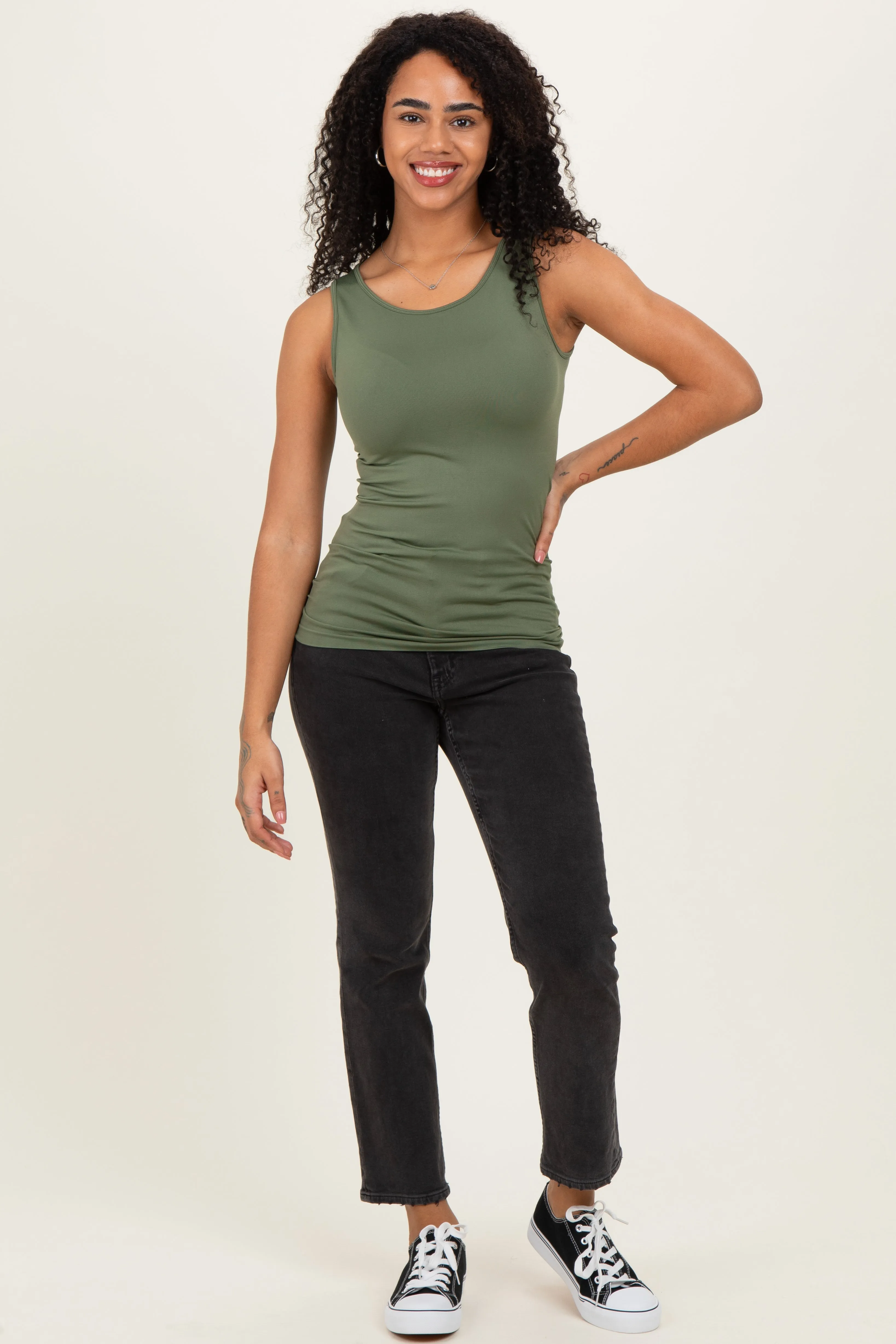 Olive Basic Seamless Tank sold by Pinkblush product image thumbnail 2