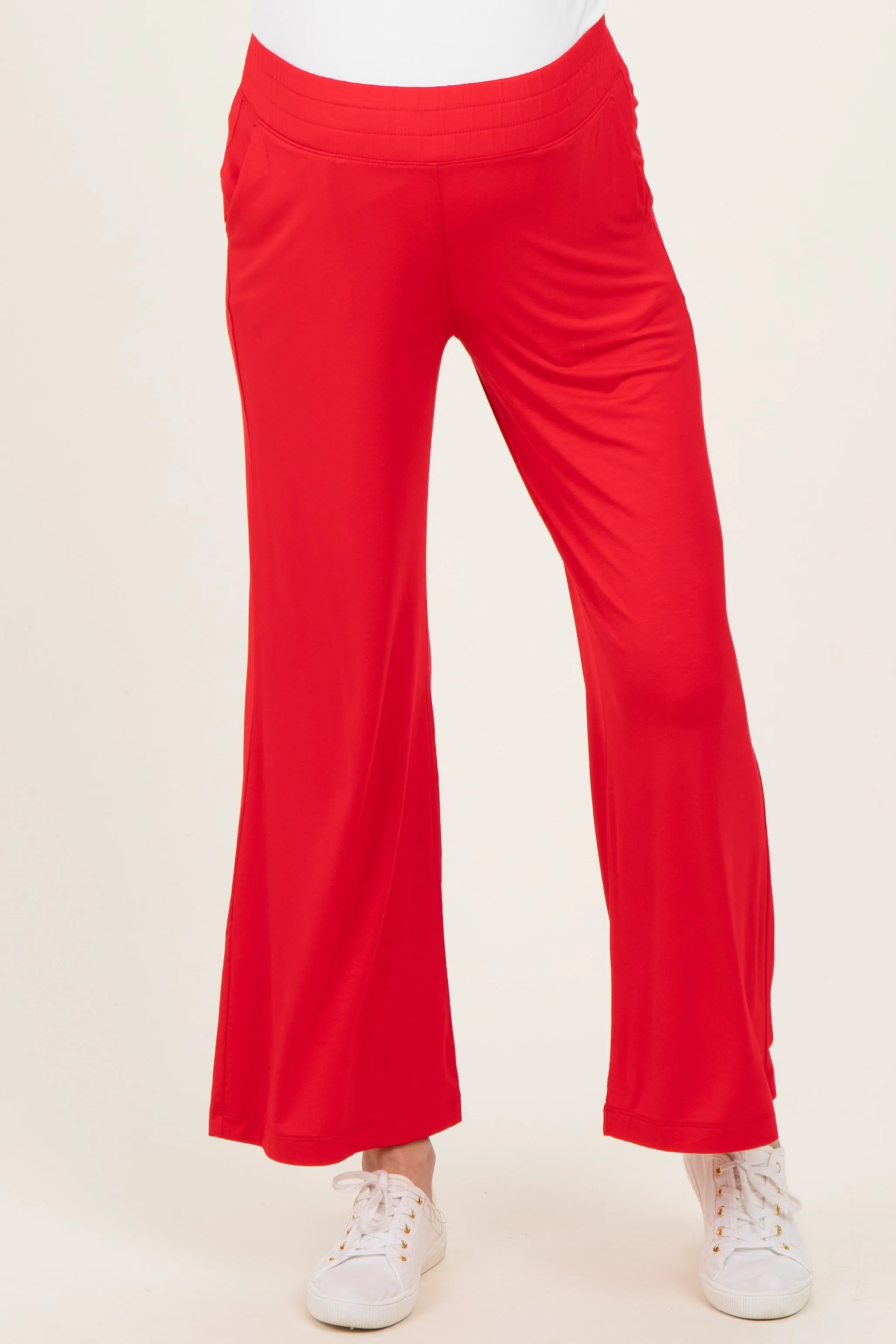 Red Ankle Wide Leg Maternity Pants sold by Pinkblush product image thumbnail 3