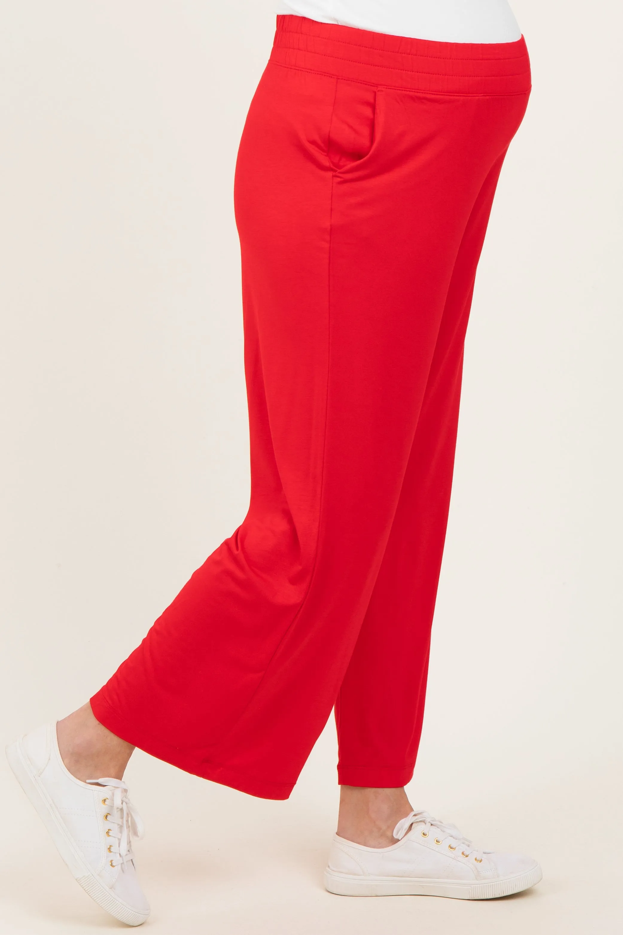 Red Ankle Wide Leg Maternity Pants sold by Pinkblush product image thumbnail 4