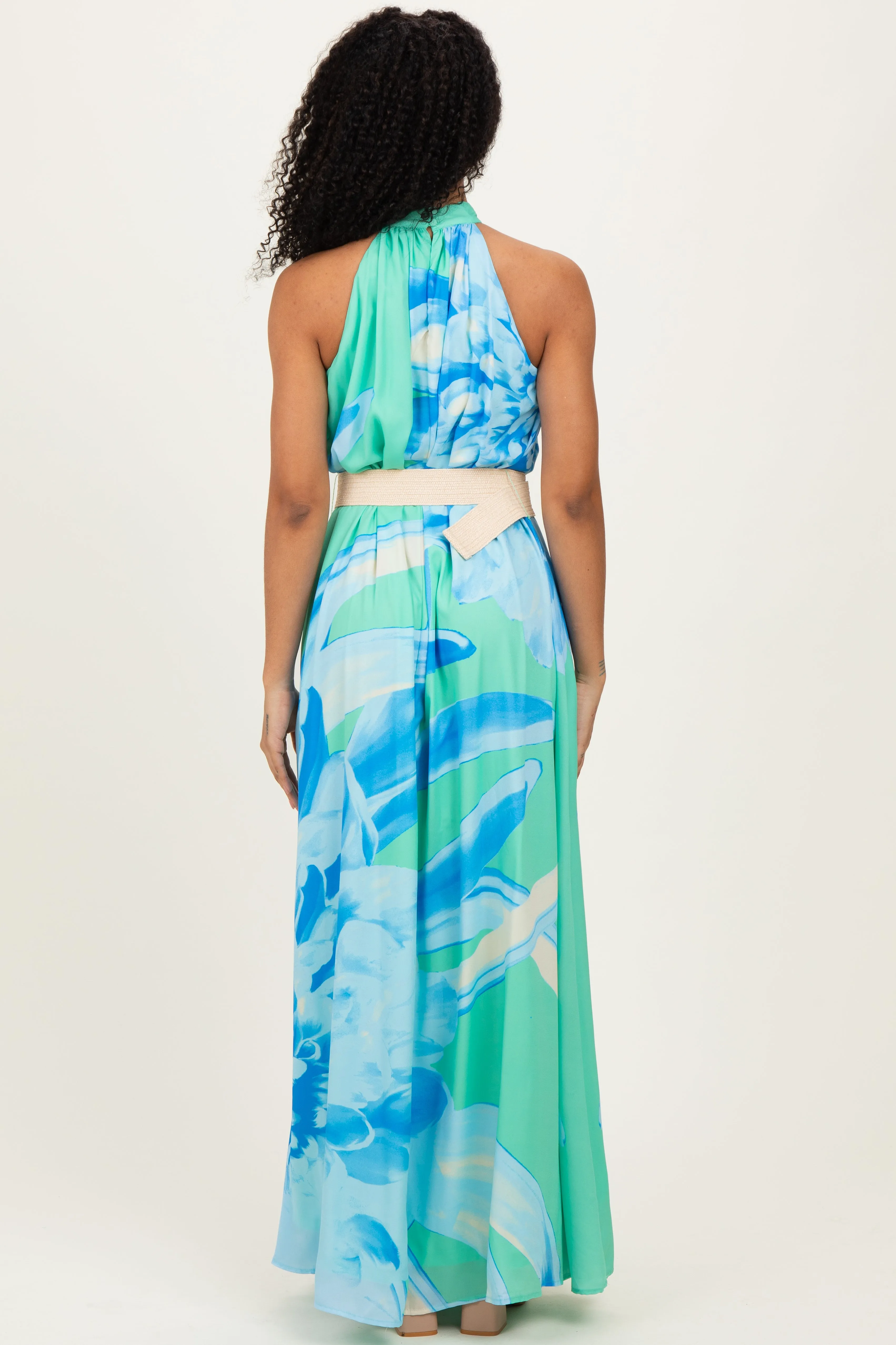 Mint Floral Chiffon Halter Maxi Dress sold by Pinkblush product image thumbnail 4