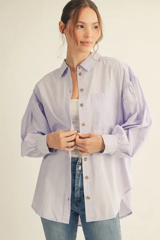 Lavender Button Down Lightweight Casual Maternity Shirt sold by Pinkblush product image thumbnail 4