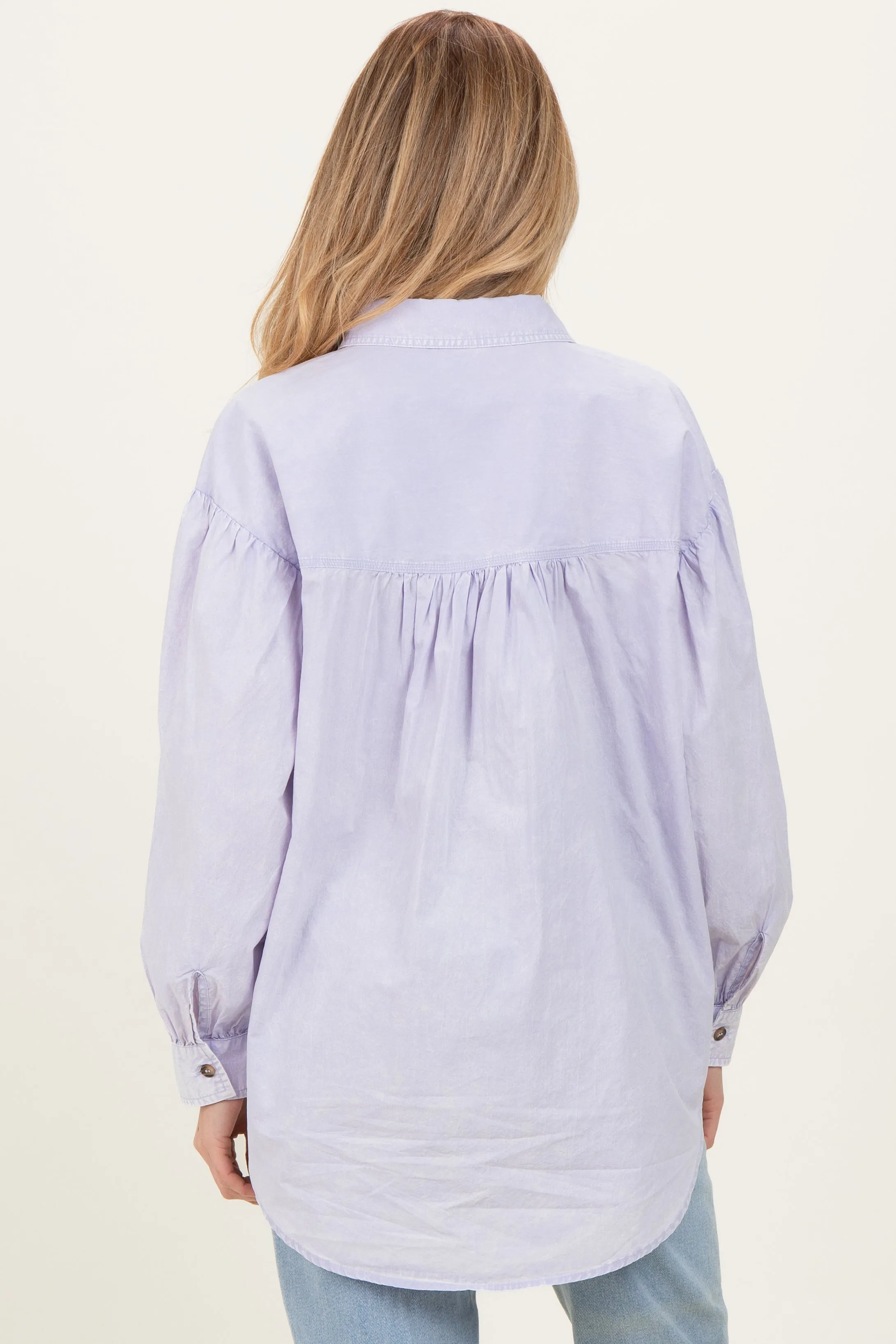 Lavender Button Down Lightweight Casual Maternity Shirt sold by Pinkblush product image thumbnail 3