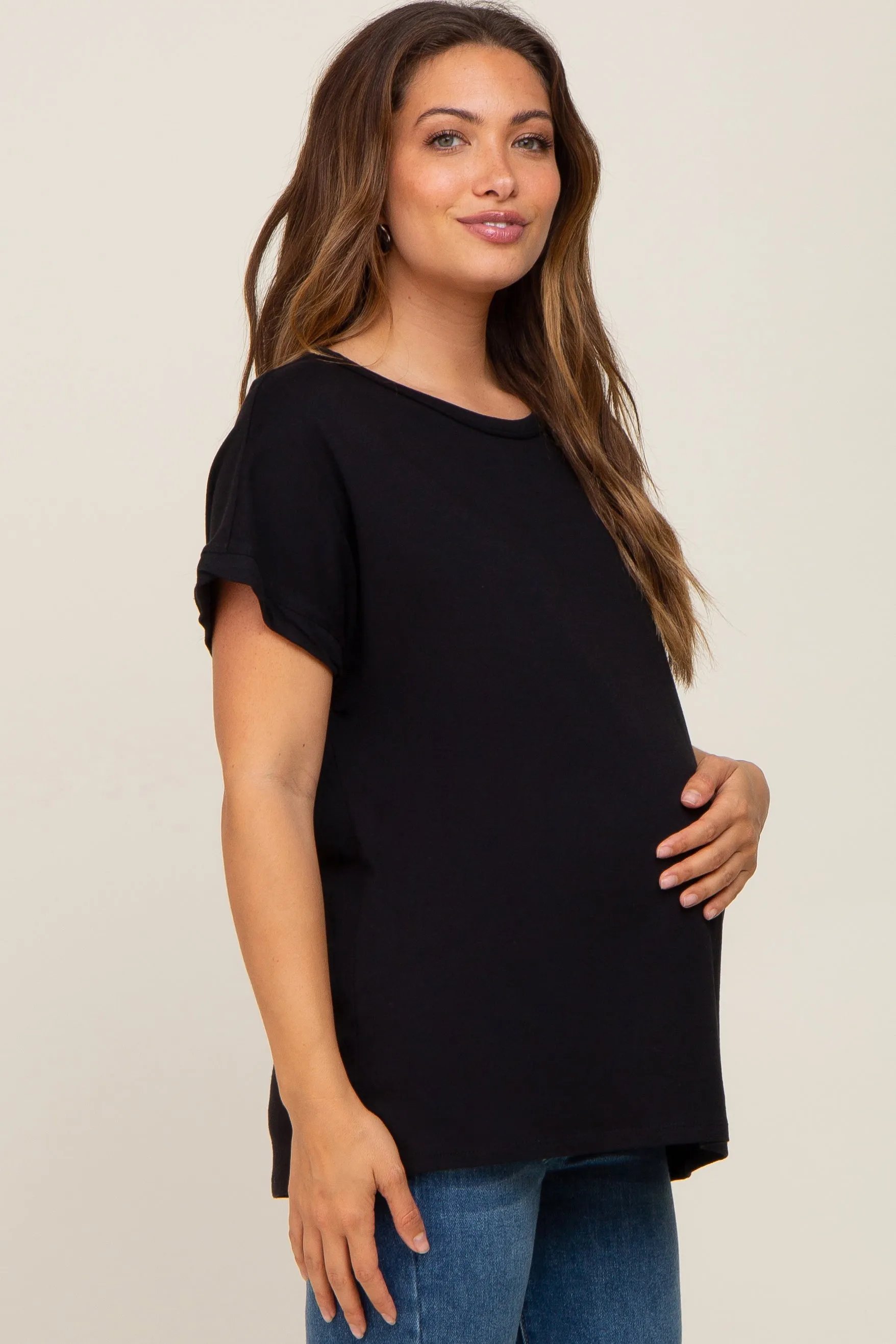 Black Short Sleeve Maternity Top sold by Pinkblush product image thumbnail 2
