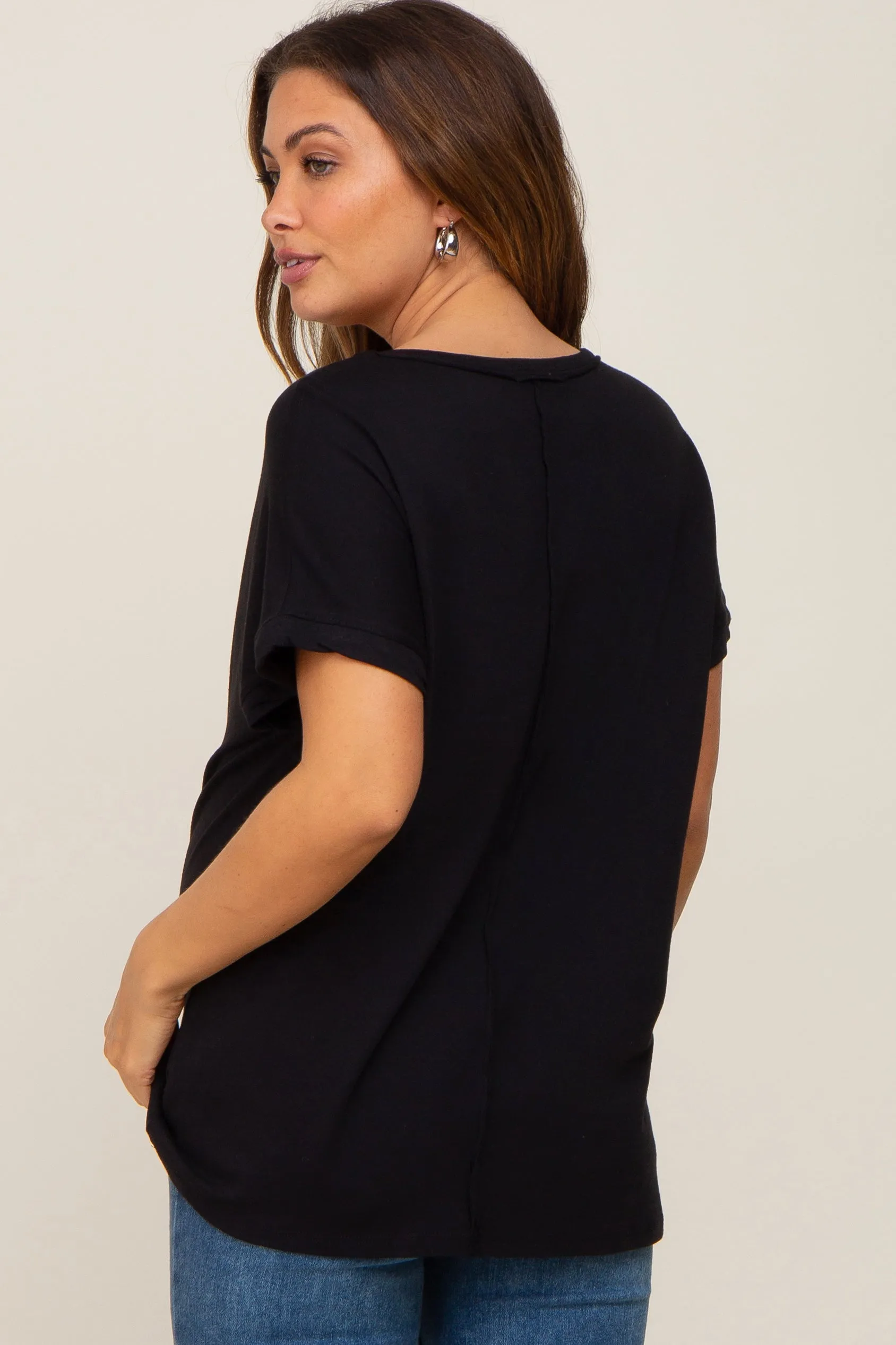 Black Short Sleeve Maternity Top sold by Pinkblush product image thumbnail 3