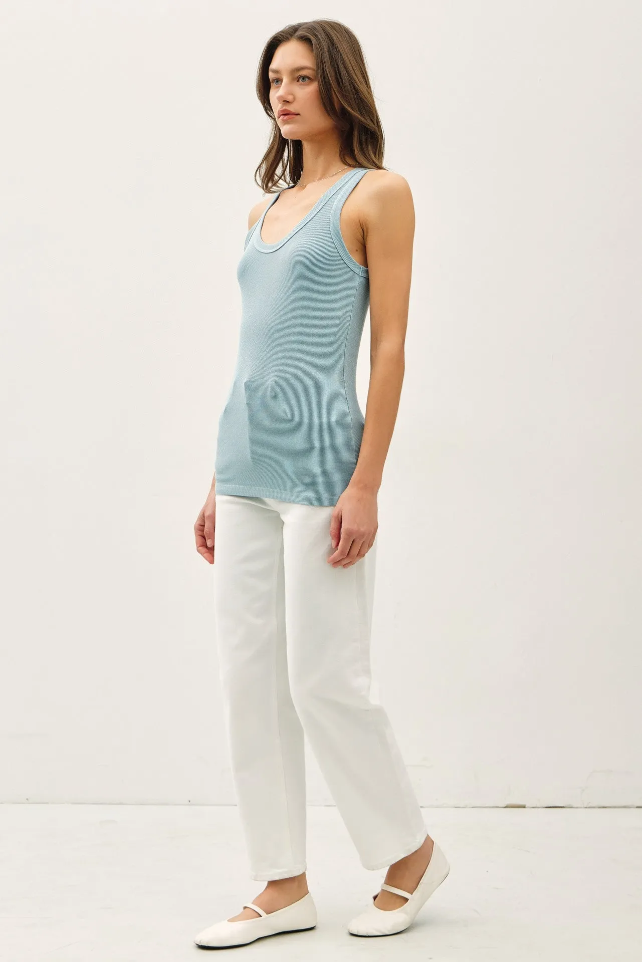 Light Blue Sleeveless Ribbed Top sold by Pinkblush product image thumbnail 3
