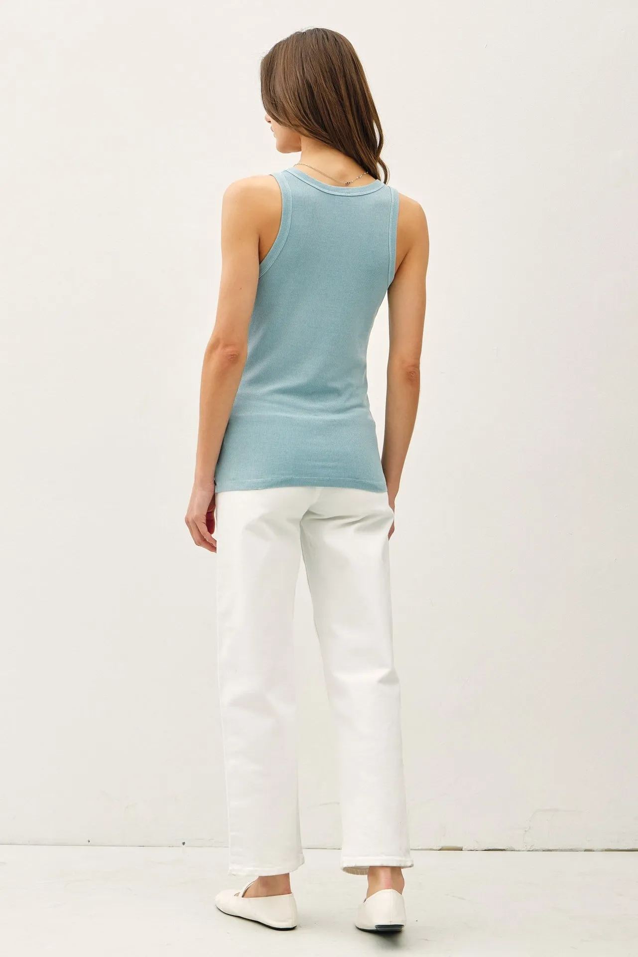 Light Blue Sleeveless Ribbed Top sold by Pinkblush product image thumbnail 4