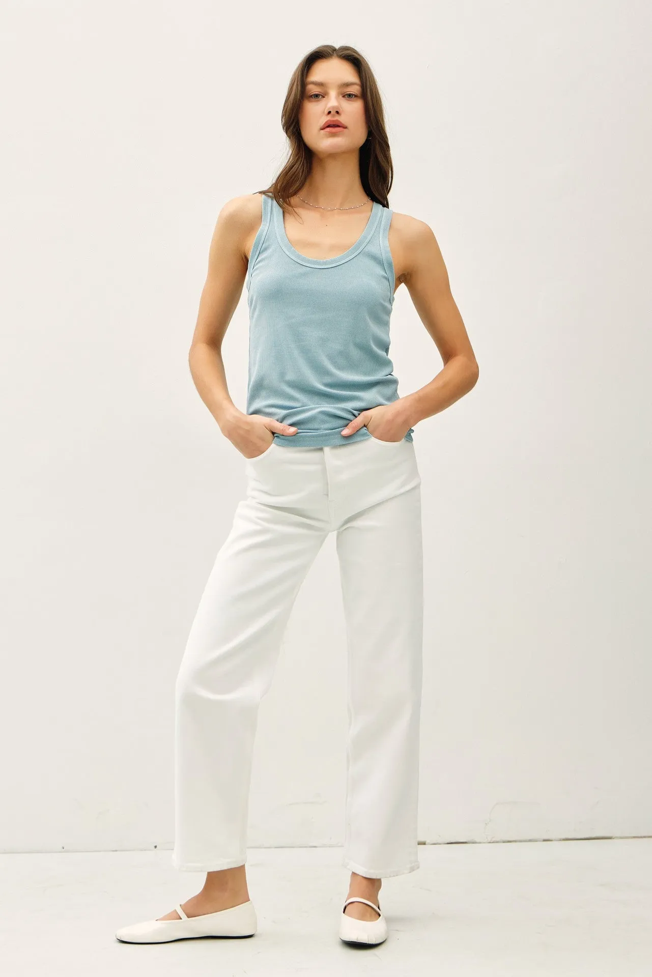 Light Blue Sleeveless Ribbed Top sold by Pinkblush product image thumbnail 2