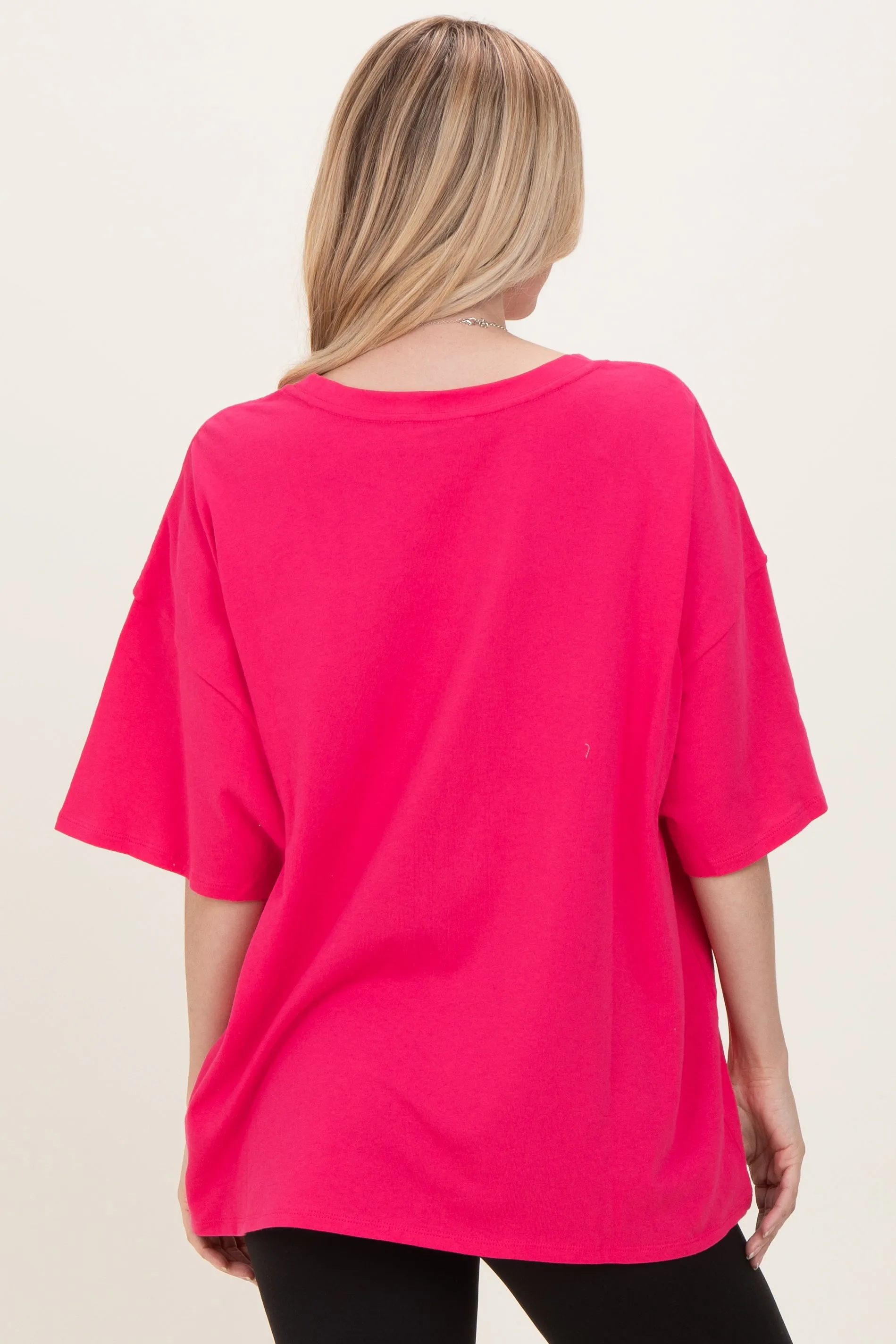 Hot Pink Cotton Oversized Tee sold by Pinkblush product image thumbnail 4