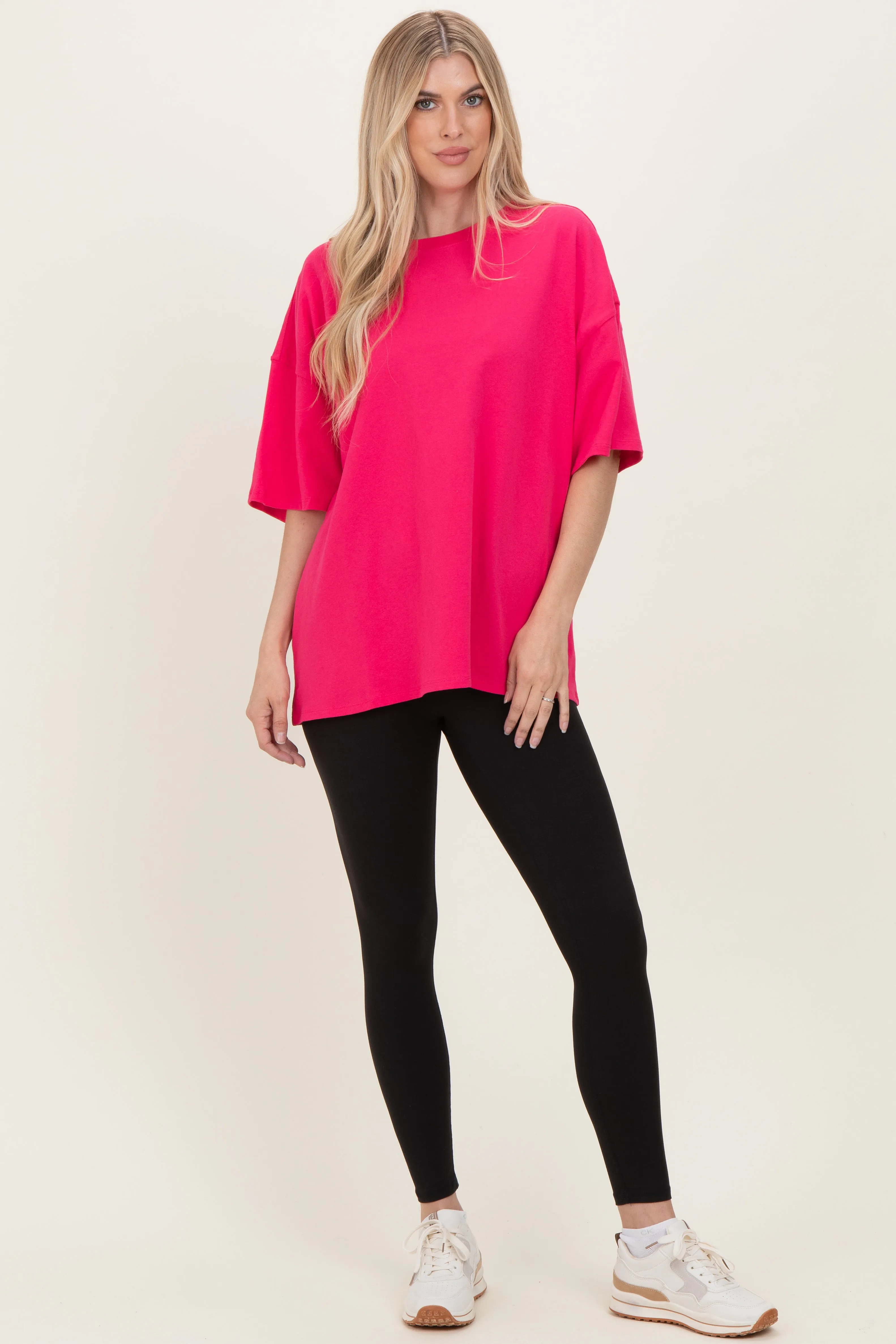 Hot Pink Cotton Oversized Tee sold by Pinkblush product image thumbnail 2