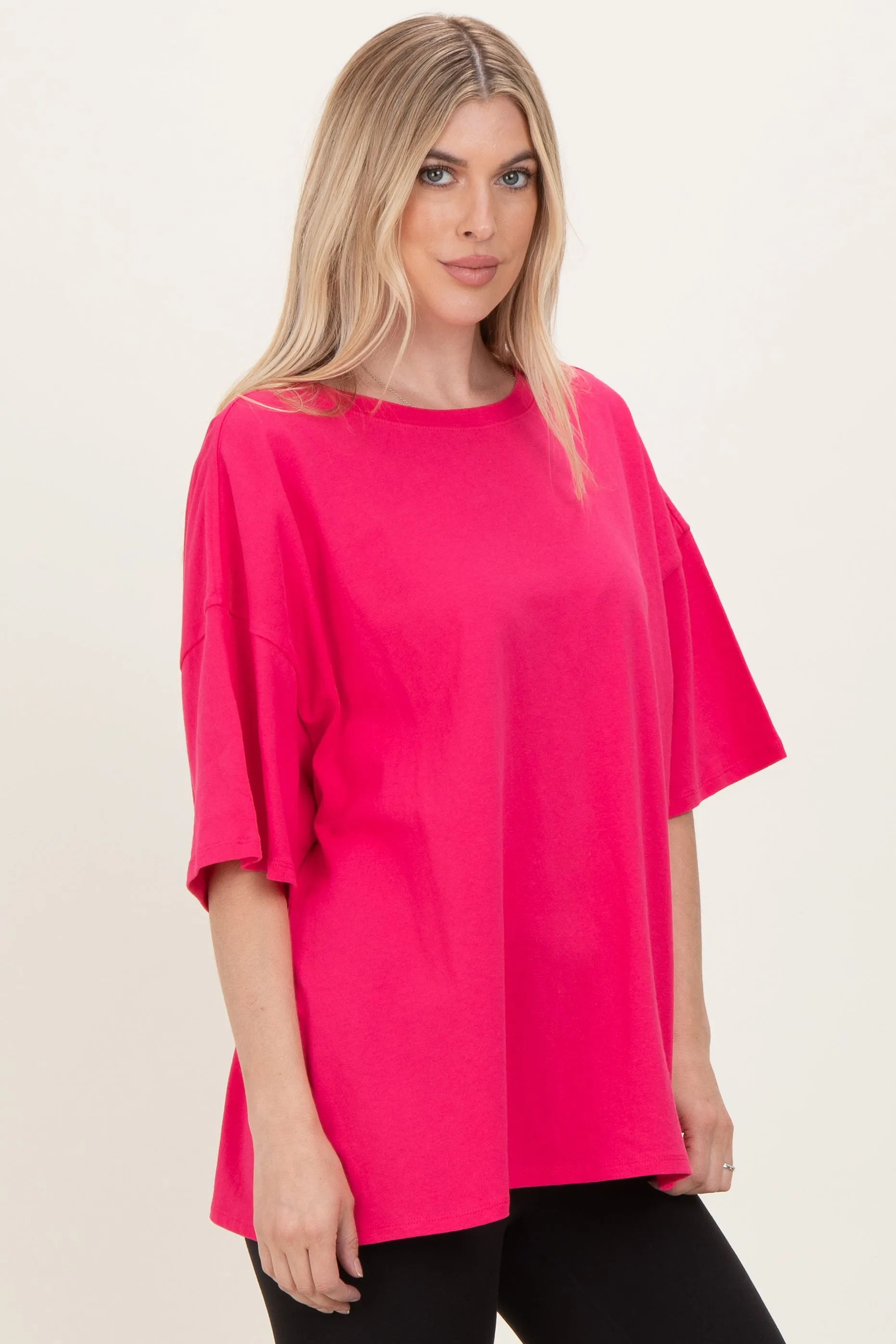 Hot Pink Cotton Oversized Tee sold by Pinkblush product image thumbnail 3