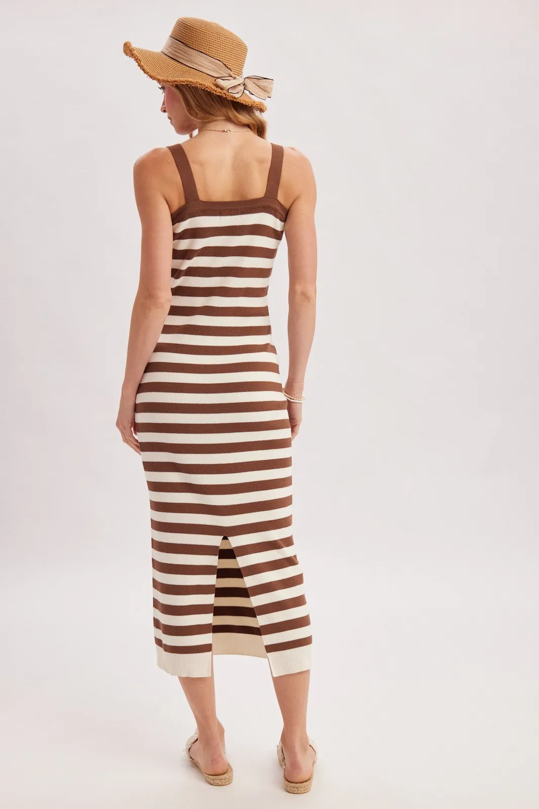 Coco Striped Square Neck Sleeveless Knit Midi Dress sold by Pinkblush product image thumbnail 5