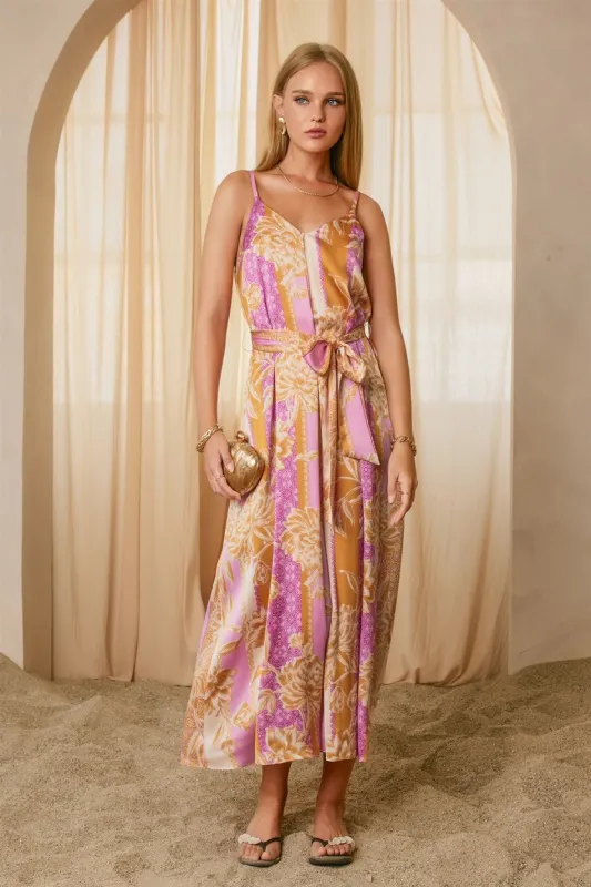 Apricot Lavender Riviera Bloom Extra Flared Maxi Dress sold by Pinkblush