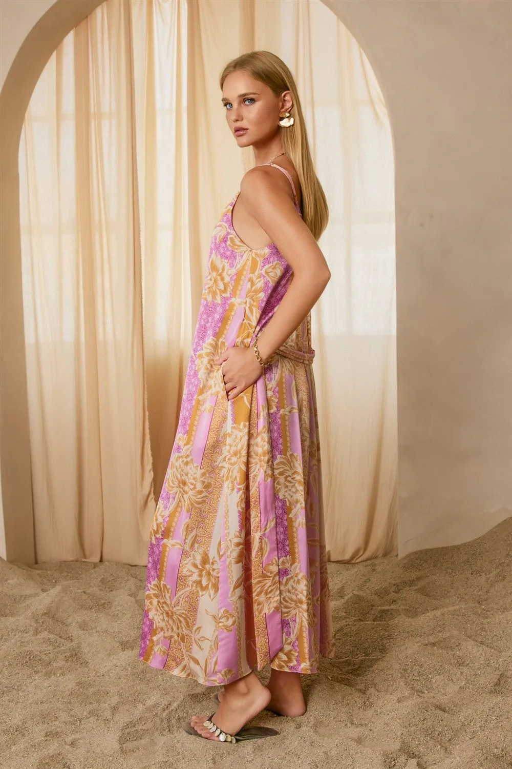 Apricot Lavender Riviera Bloom Extra Flared Maxi Dress sold by Pinkblush product image thumbnail 2