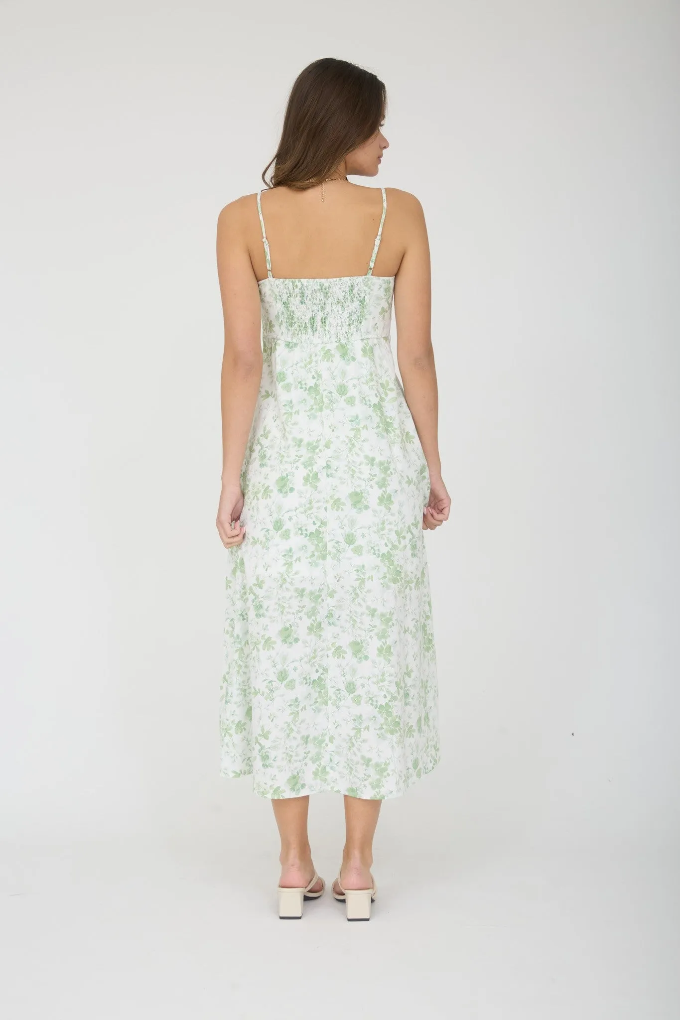 Light Green Floral Sleeveless Midi Dress sold by Pinkblush product image thumbnail 3