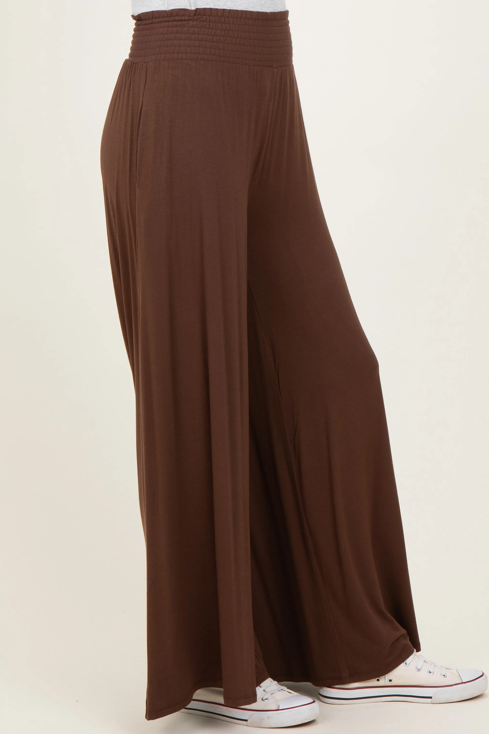 Brown Smocked Waist Wide Leg Pants sold by Pinkblush product image thumbnail 4