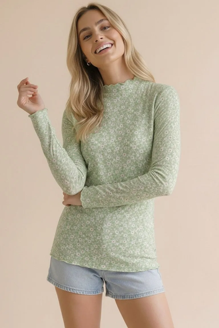 Sage Long Sleeve Floral Print Top sold by Pinkblush product image thumbnail 2
