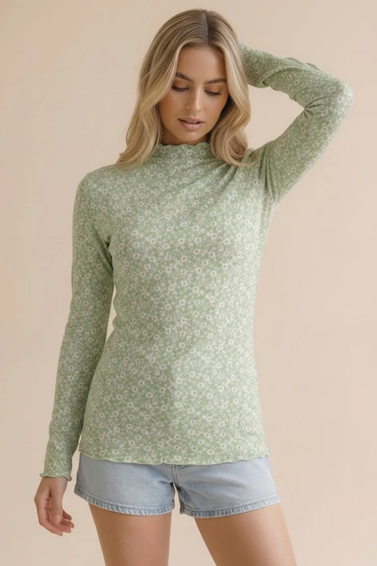 Sage Long Sleeve Floral Print Top sold by Pinkblush product image thumbnail 3