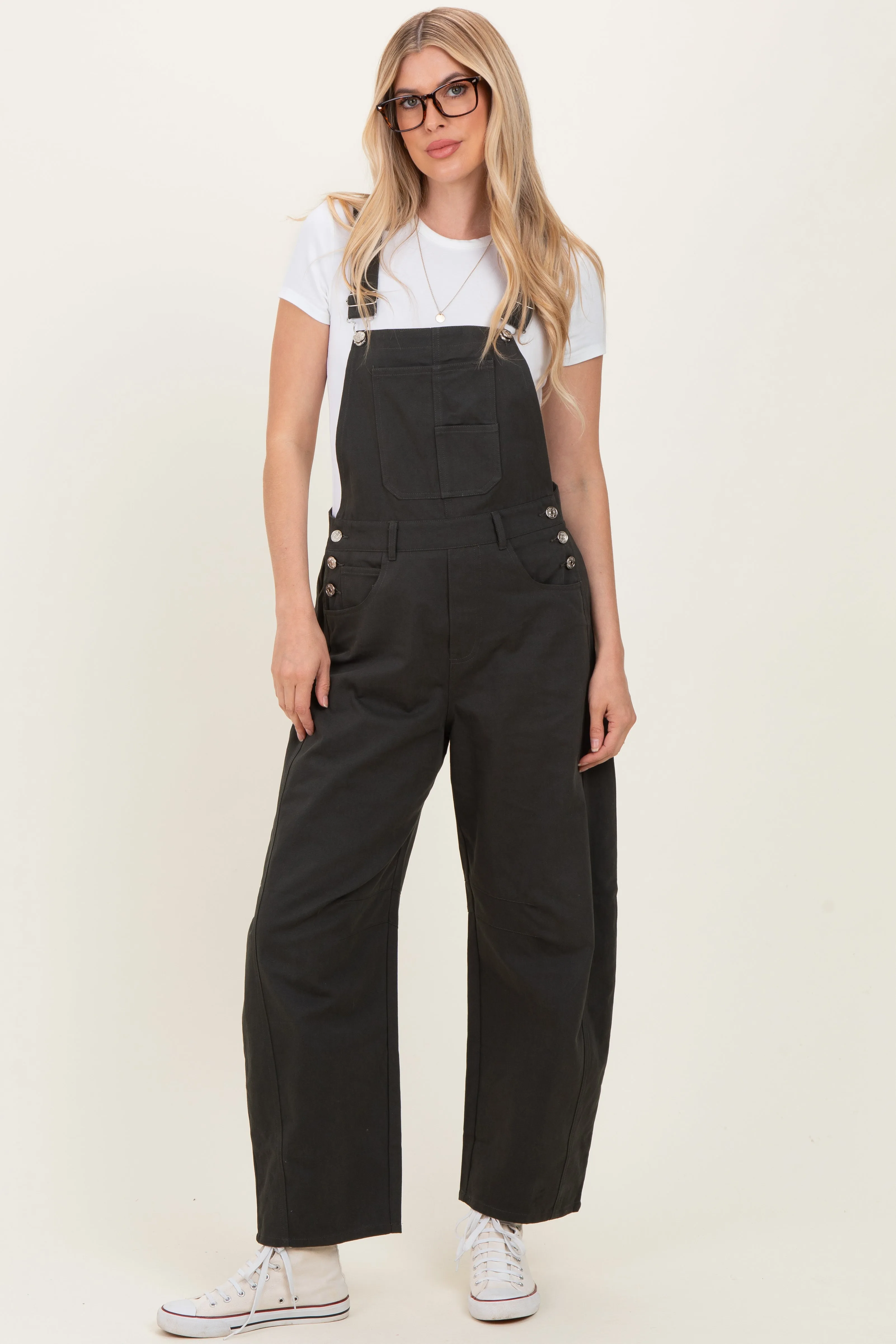 Charcoal Barrel Leg Overalls sold by Pinkblush