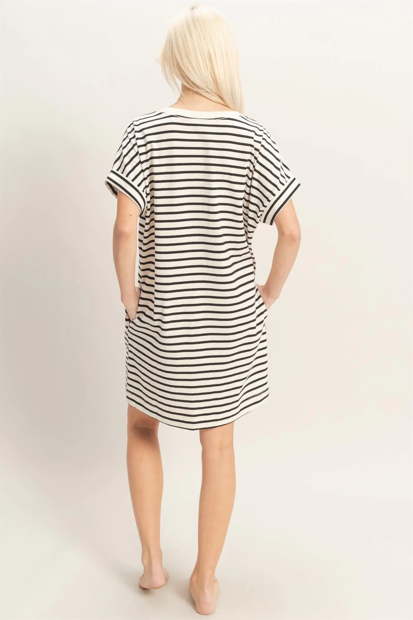 Black Striped T-Shirt Mini Dress sold by Pinkblush product image thumbnail 5