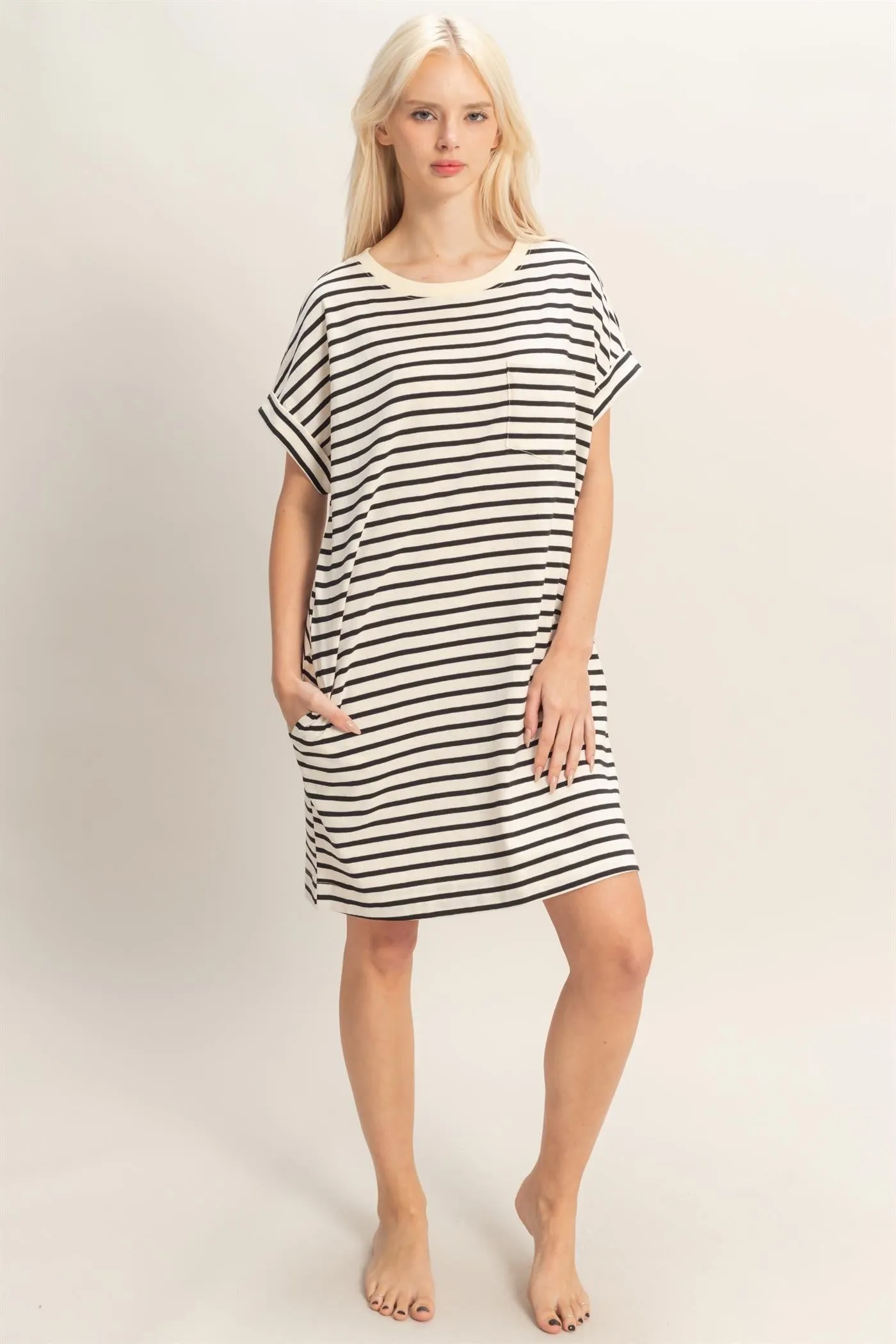 Black Striped T-Shirt Mini Dress sold by Pinkblush product image thumbnail 2