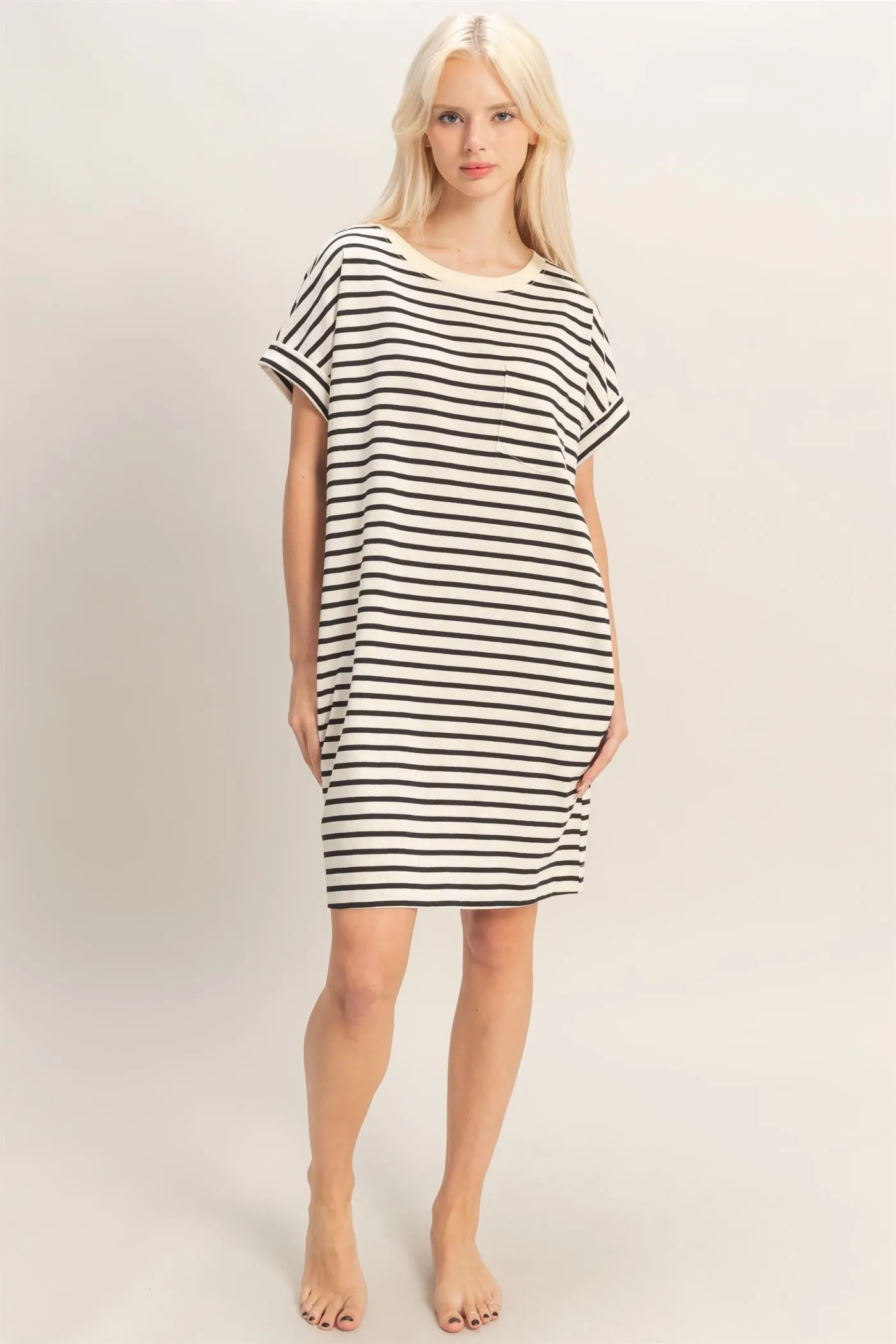 Black Striped T-Shirt Mini Dress sold by Pinkblush product image thumbnail 3