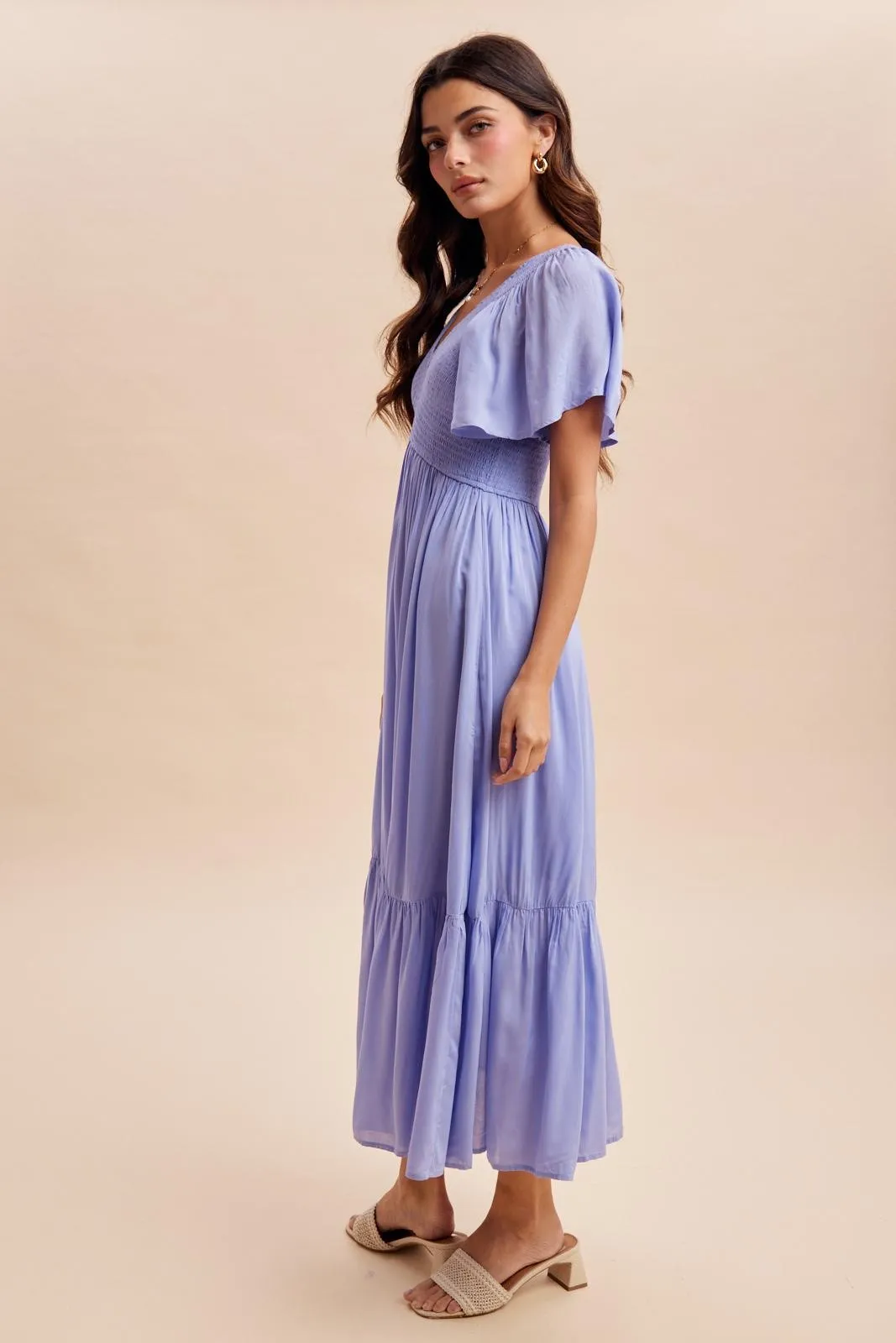 Blue Smocked Midi Dress sold by Pinkblush product image thumbnail 4