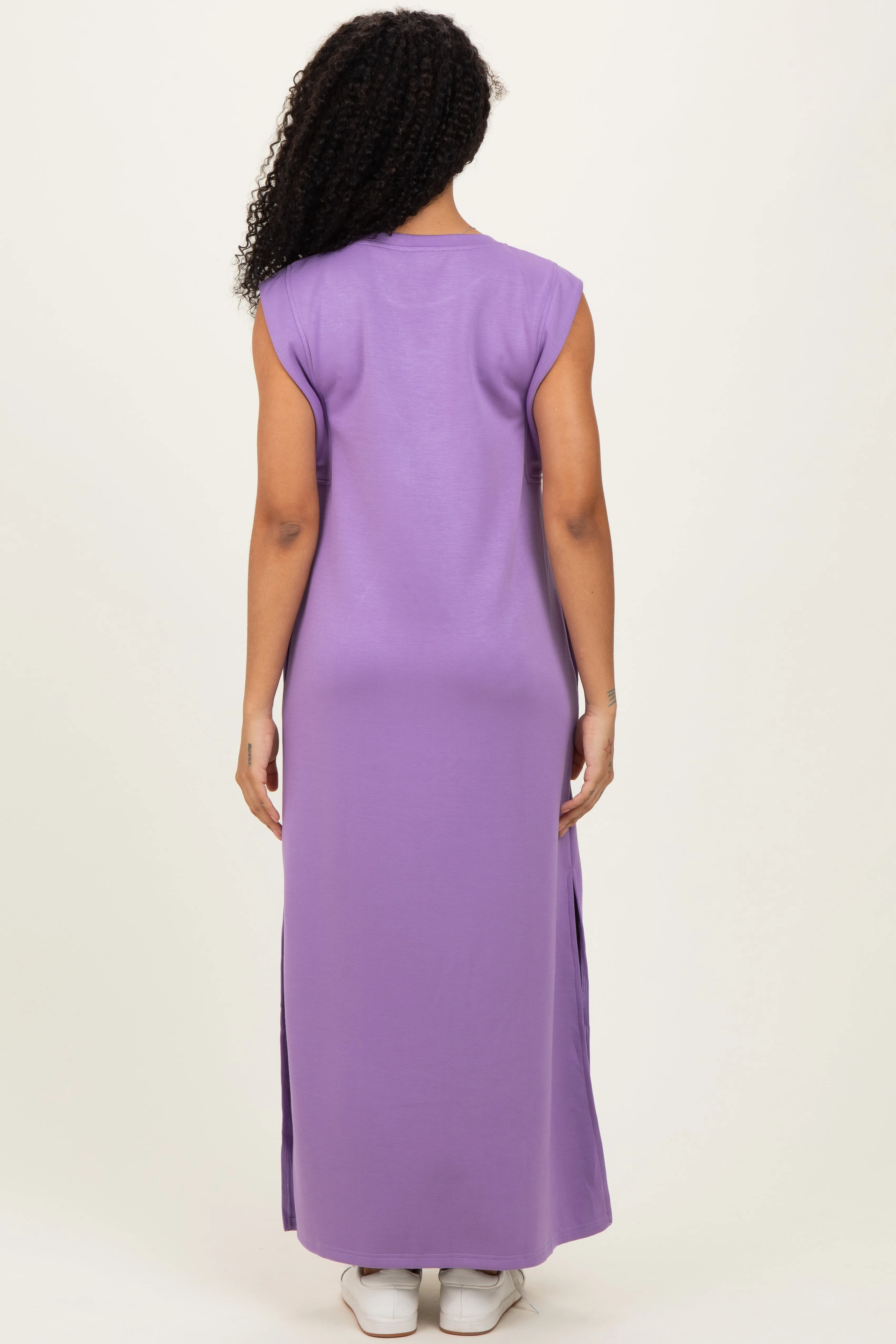 Lavender Sleeveless Side Slit Midi Dress sold by Pinkblush product image thumbnail 4