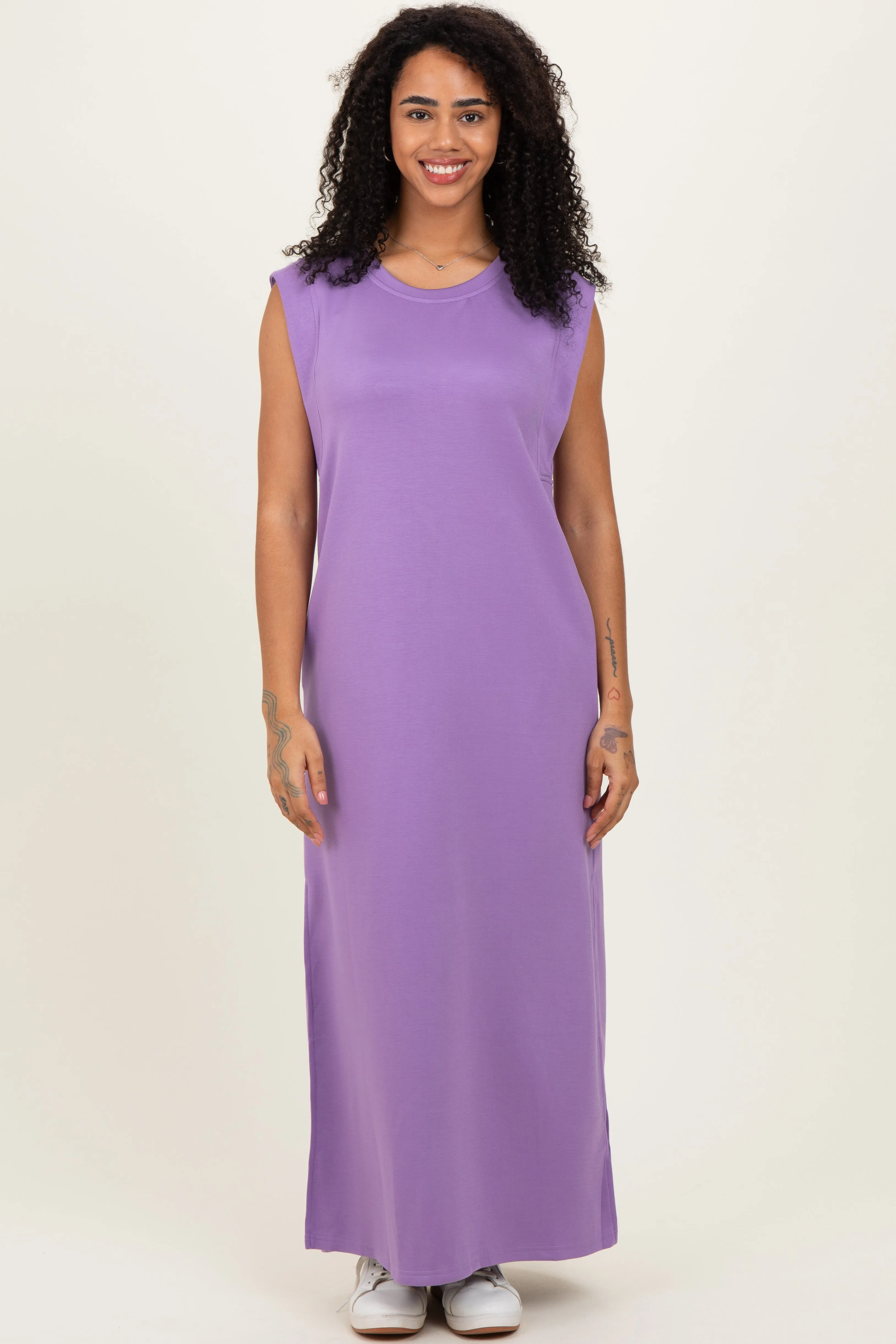Lavender Sleeveless Side Slit Midi Dress sold by Pinkblush product image thumbnail 2