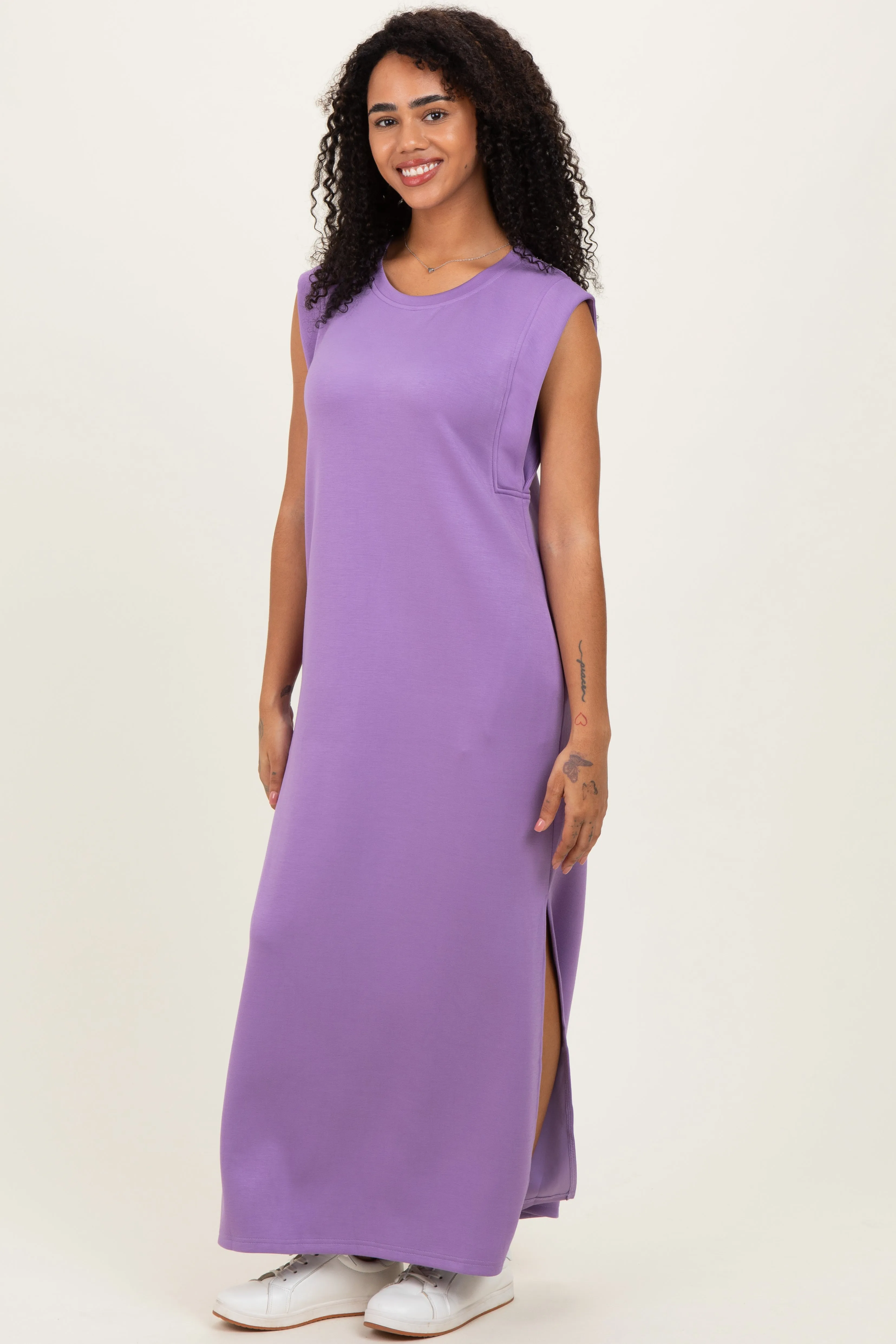 Lavender Sleeveless Side Slit Midi Dress sold by Pinkblush product image thumbnail 3