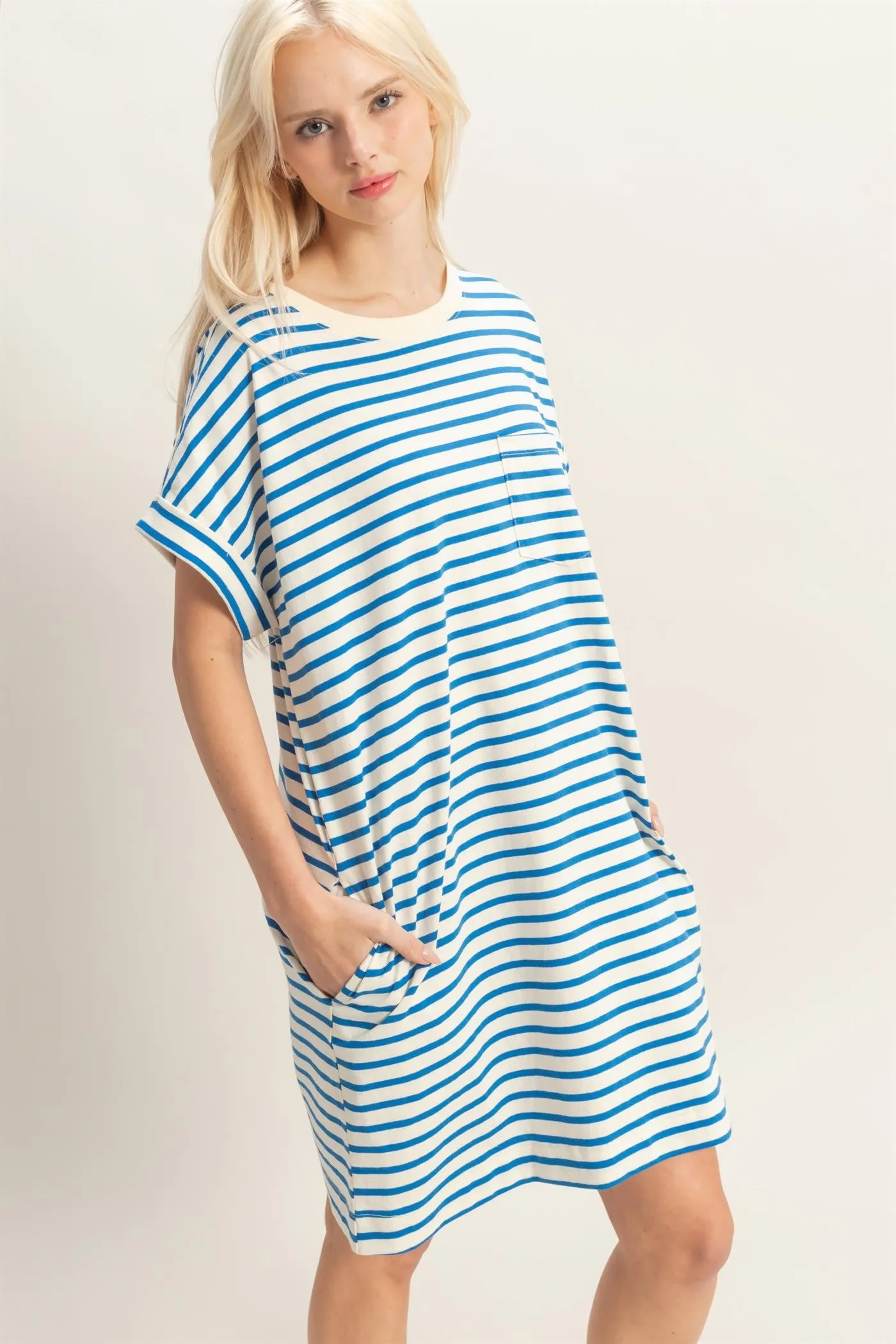 Blue Striped T-Shirt Mini Dress sold by Pinkblush product image thumbnail 3