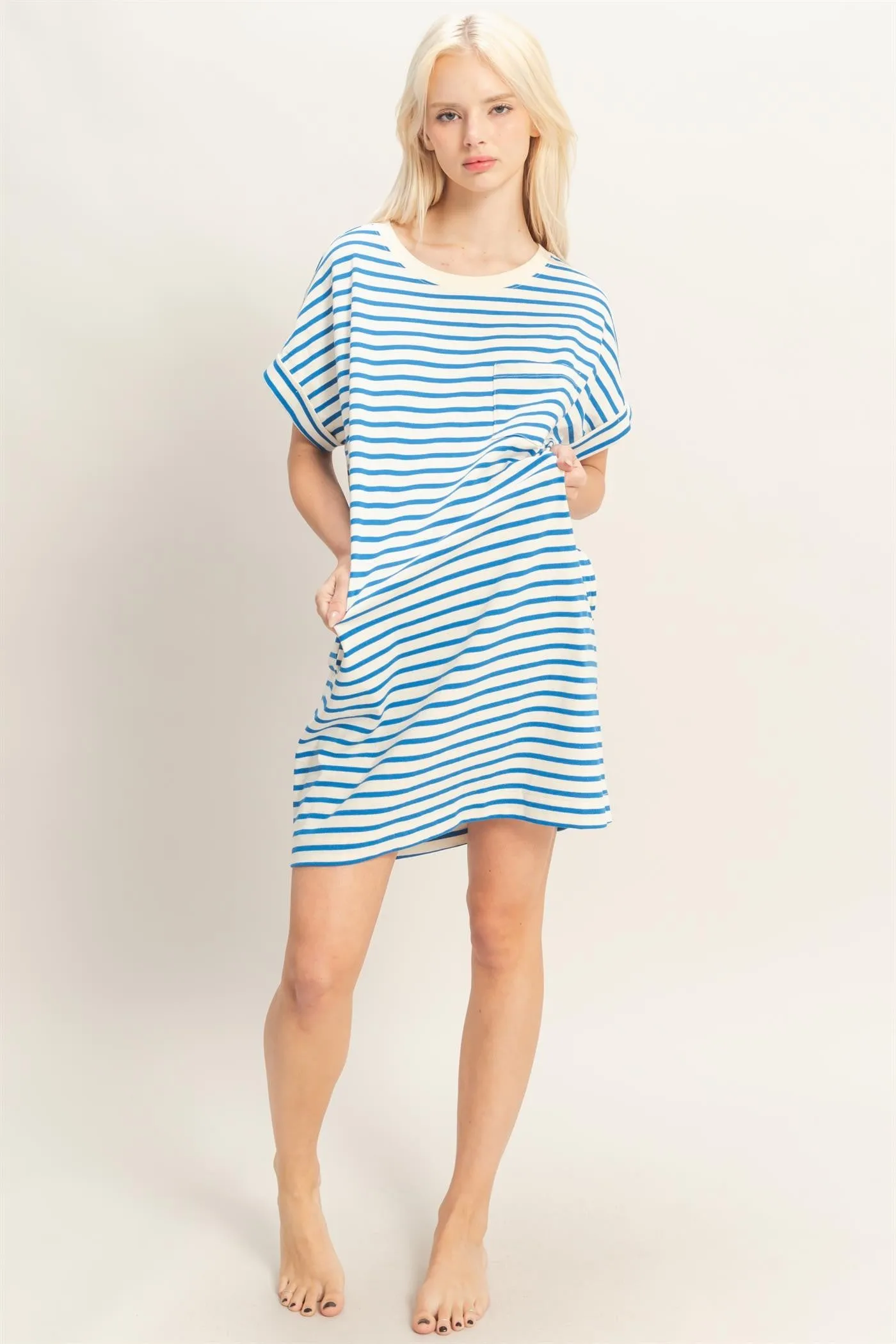 Blue Striped T-Shirt Mini Dress sold by Pinkblush product image thumbnail 5
