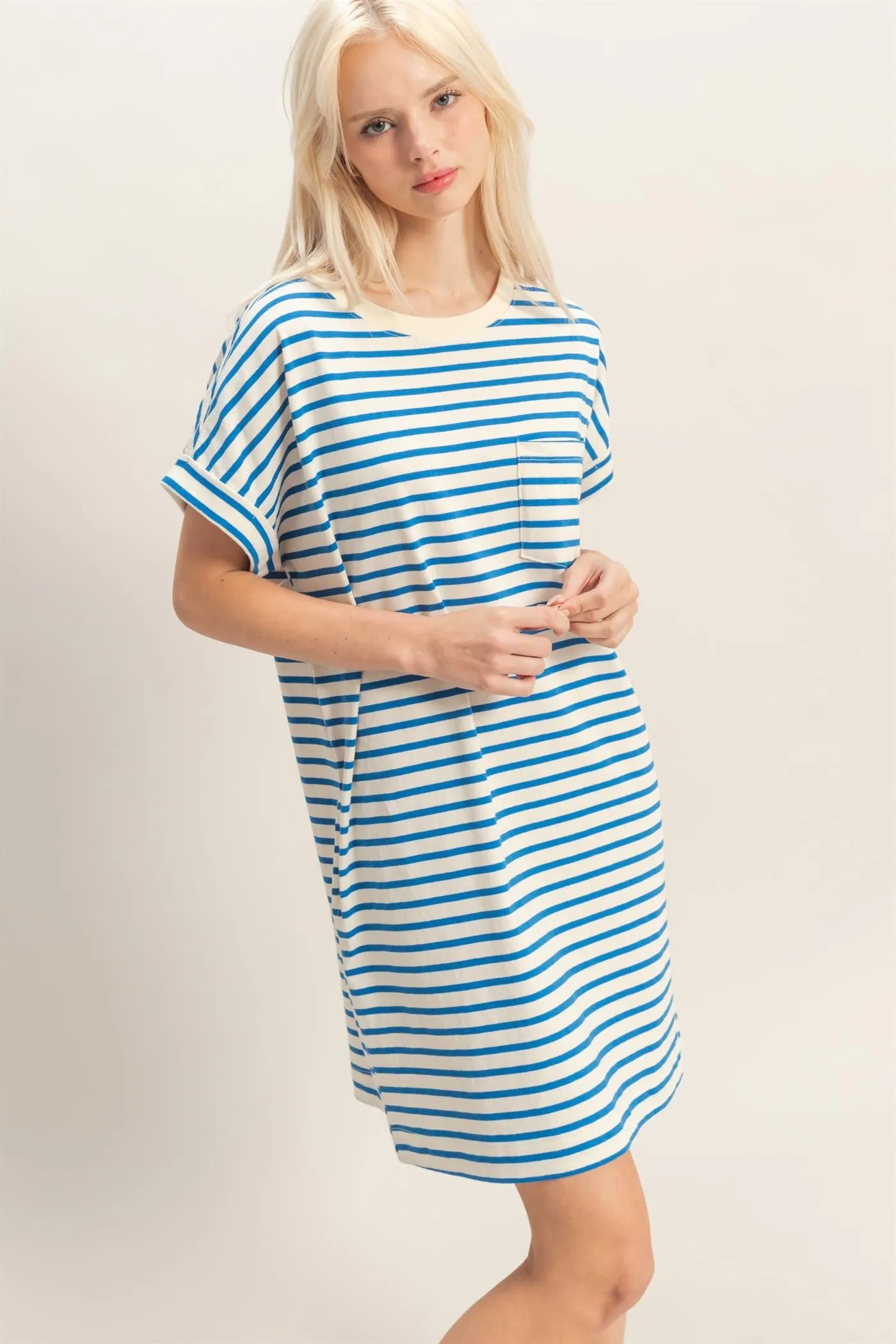 Blue Striped T-Shirt Mini Dress sold by Pinkblush product image thumbnail 2
