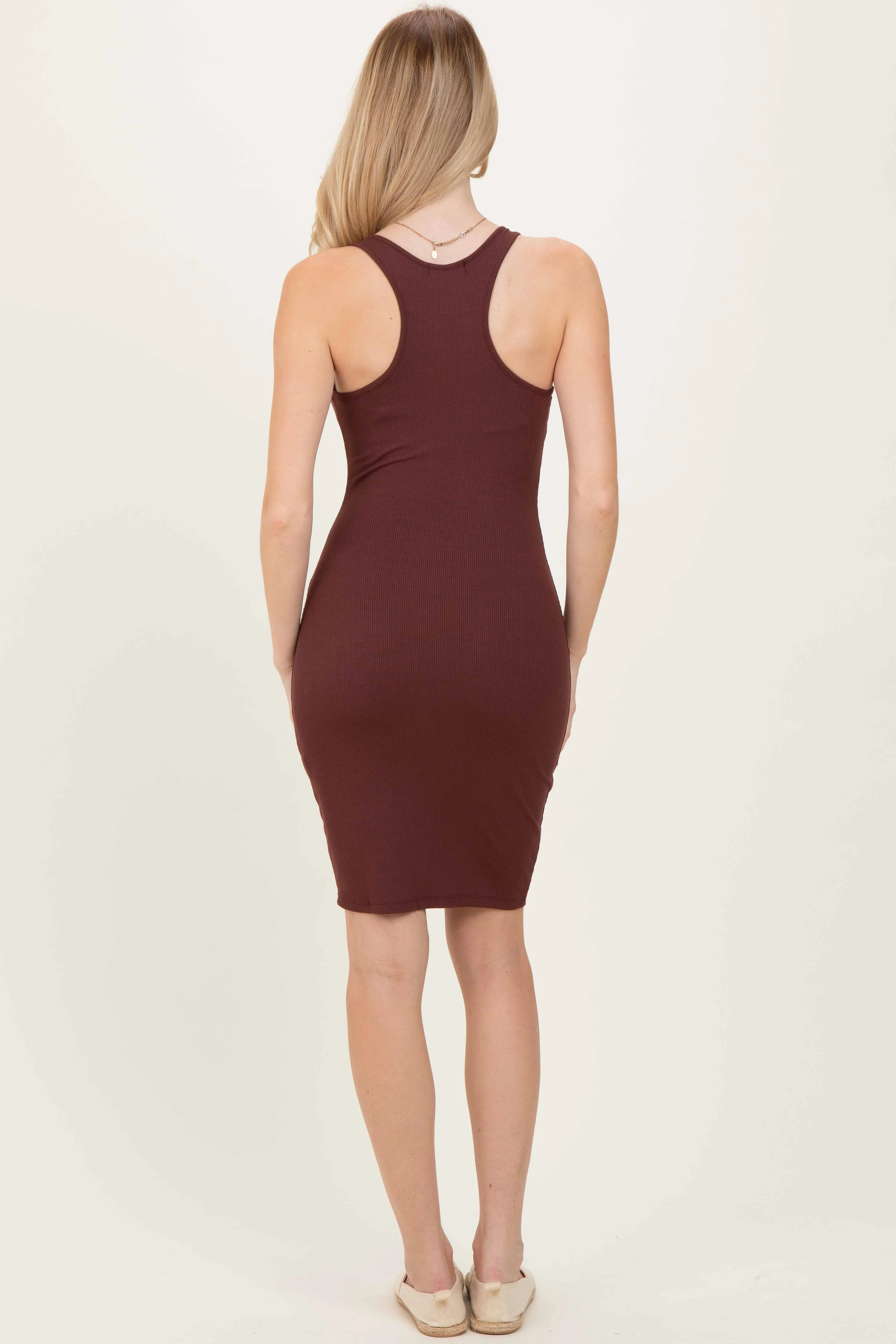 Brown Rib Knit Sleeveless Dress sold by Pinkblush product image thumbnail 4