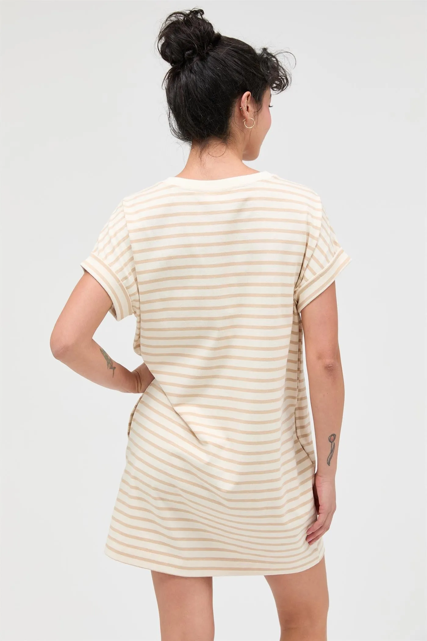 Taupe Striped T-Shirt Mini Dress sold by Pinkblush product image thumbnail 4